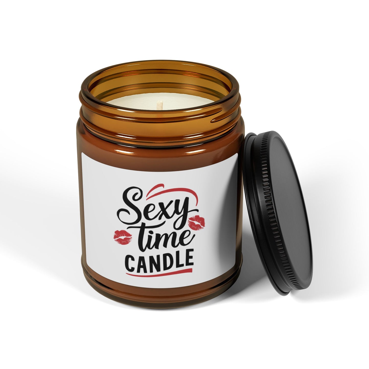 Sexy Time Candle – Flirty Amber Jar Candle with Kiss Marks Romantic & Funny Gift for Couples