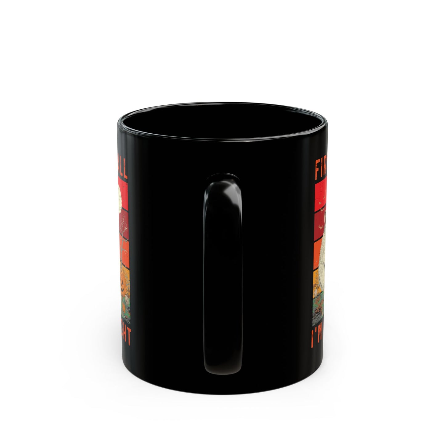 First of All, I'm a Delight Halloween Mug – Black Ceramic with Chinchilla and Pumpkins