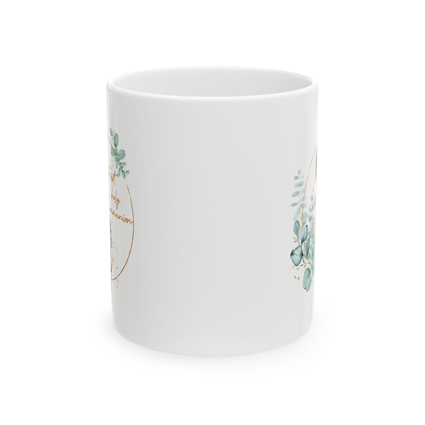 First Communion Mug for Boy – Elegant Eucalyptus Prayer Design