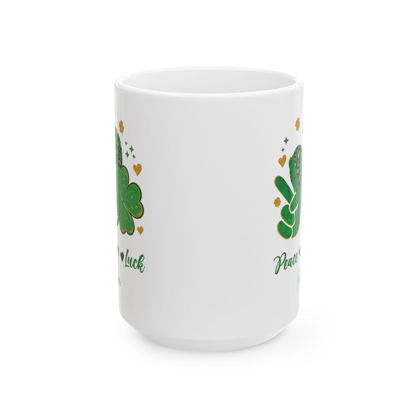 Peace Love Luck St Patrick's Day Mug – Personalized Shamrock Gift