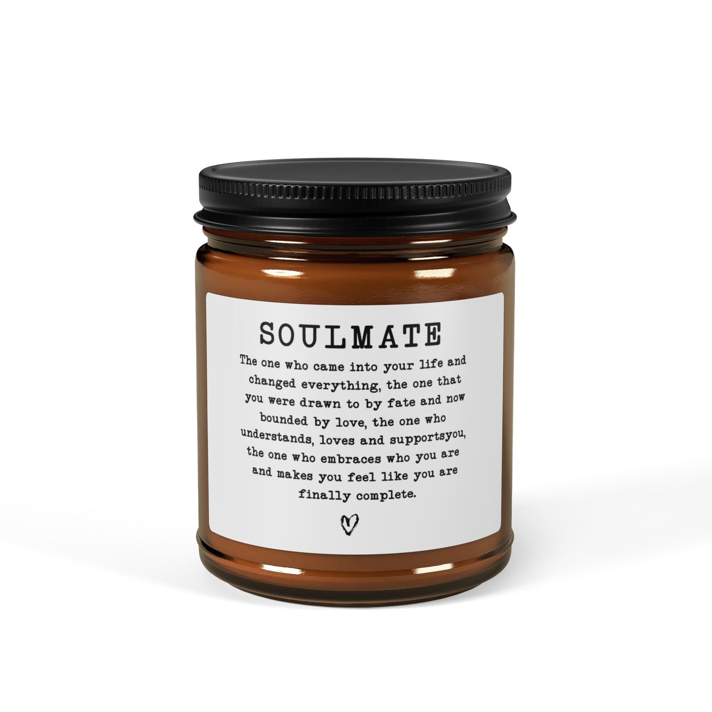 Soulmate Candle – Meaningful Gift for Partner Amber Jar Soy Candle with Soulmate Definition & Heart Icon