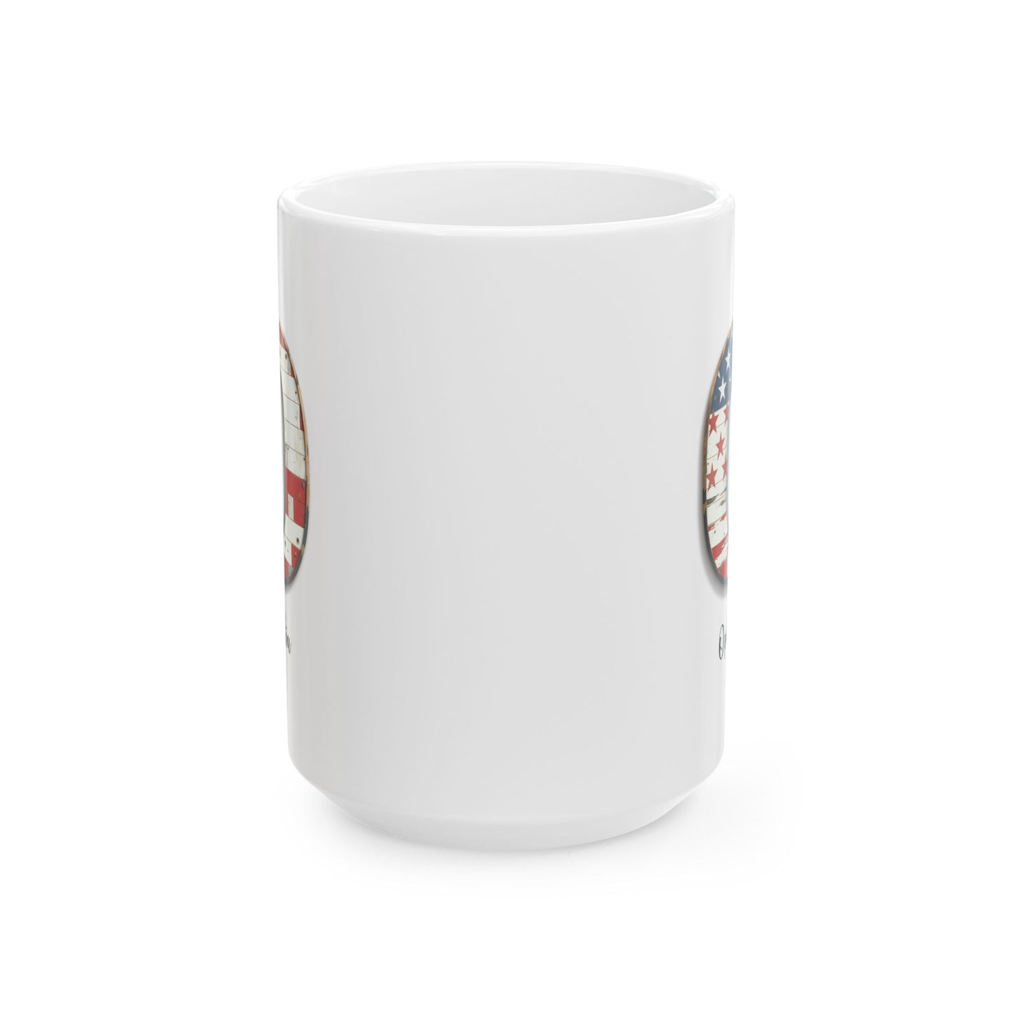 Mug - Patriotic American Flag Letter O with Kevin Name - Vintage Red, White, and Blue Design