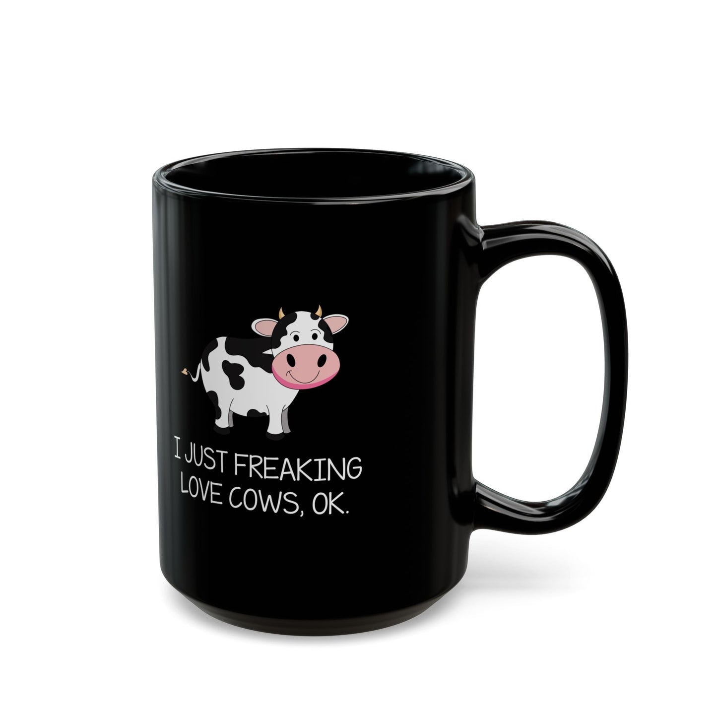 Funny Cow Mug – Black Ceramic Coffee Cup for Farm Life Fans, Cow Lovers, or Ranch Women