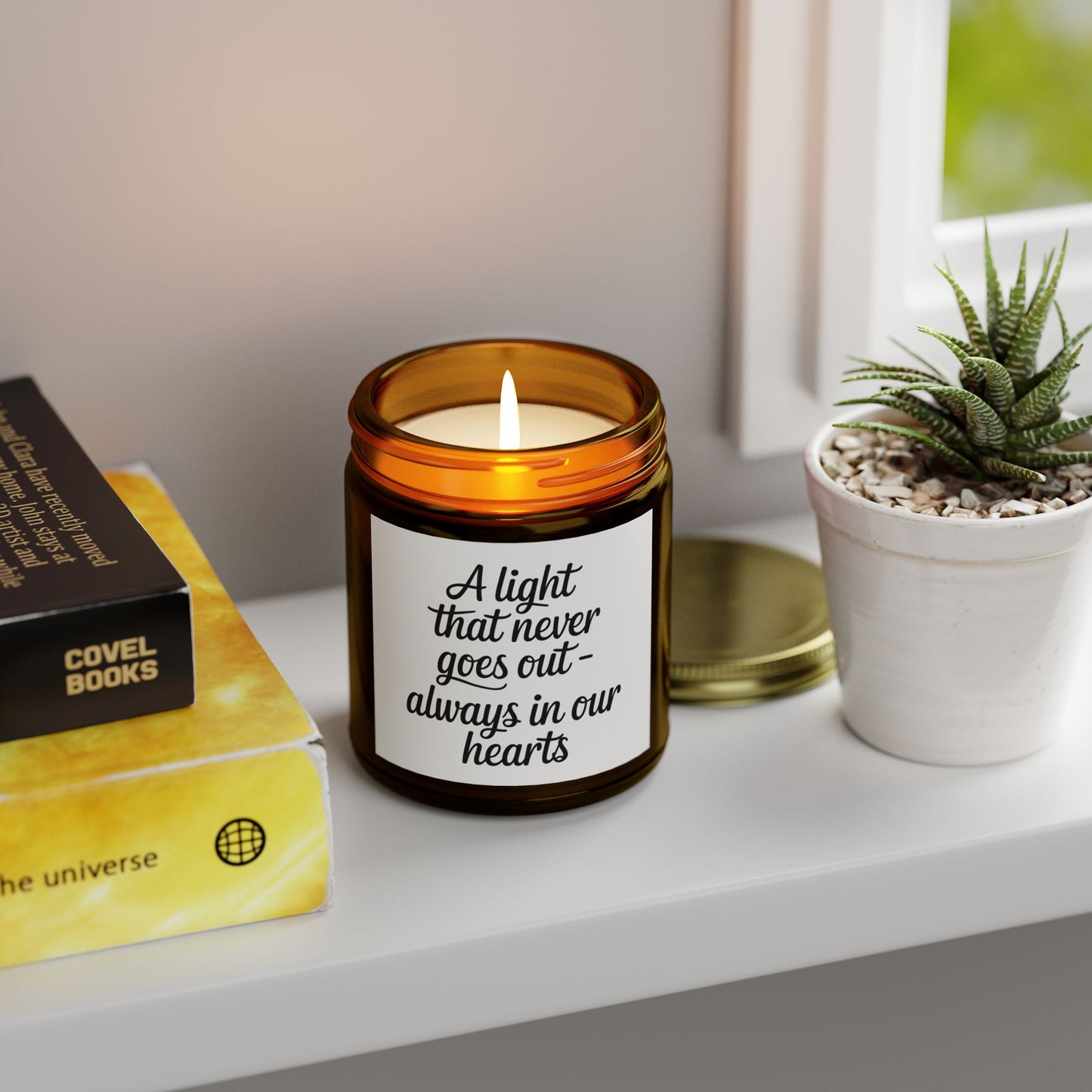 A Light That Never Goes Out Scented Candles, Coconut Apricot Wax (4oz, 9oz)
