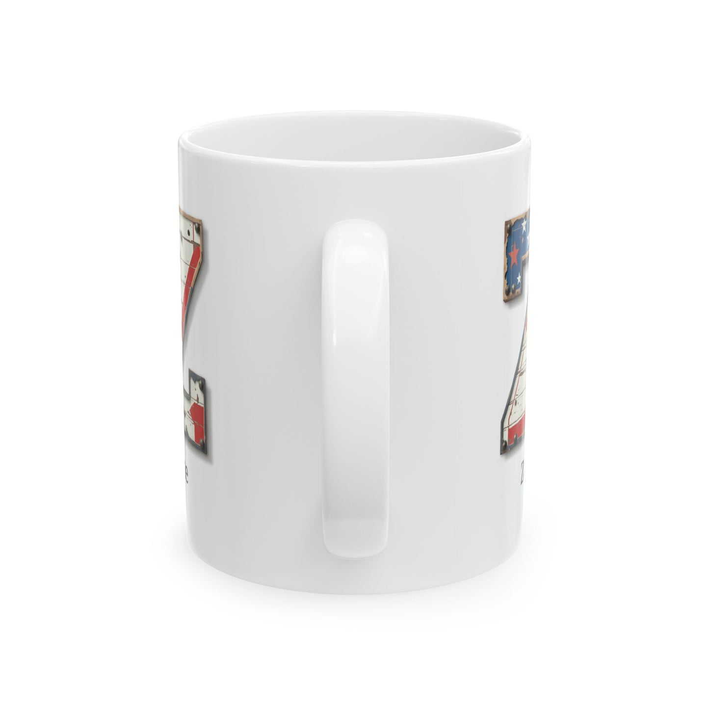 White Personalized USA Flag Initial Mug with Letter Z and Zane Name Gift for Men, Veterans, Patriotic Coffee Lovers