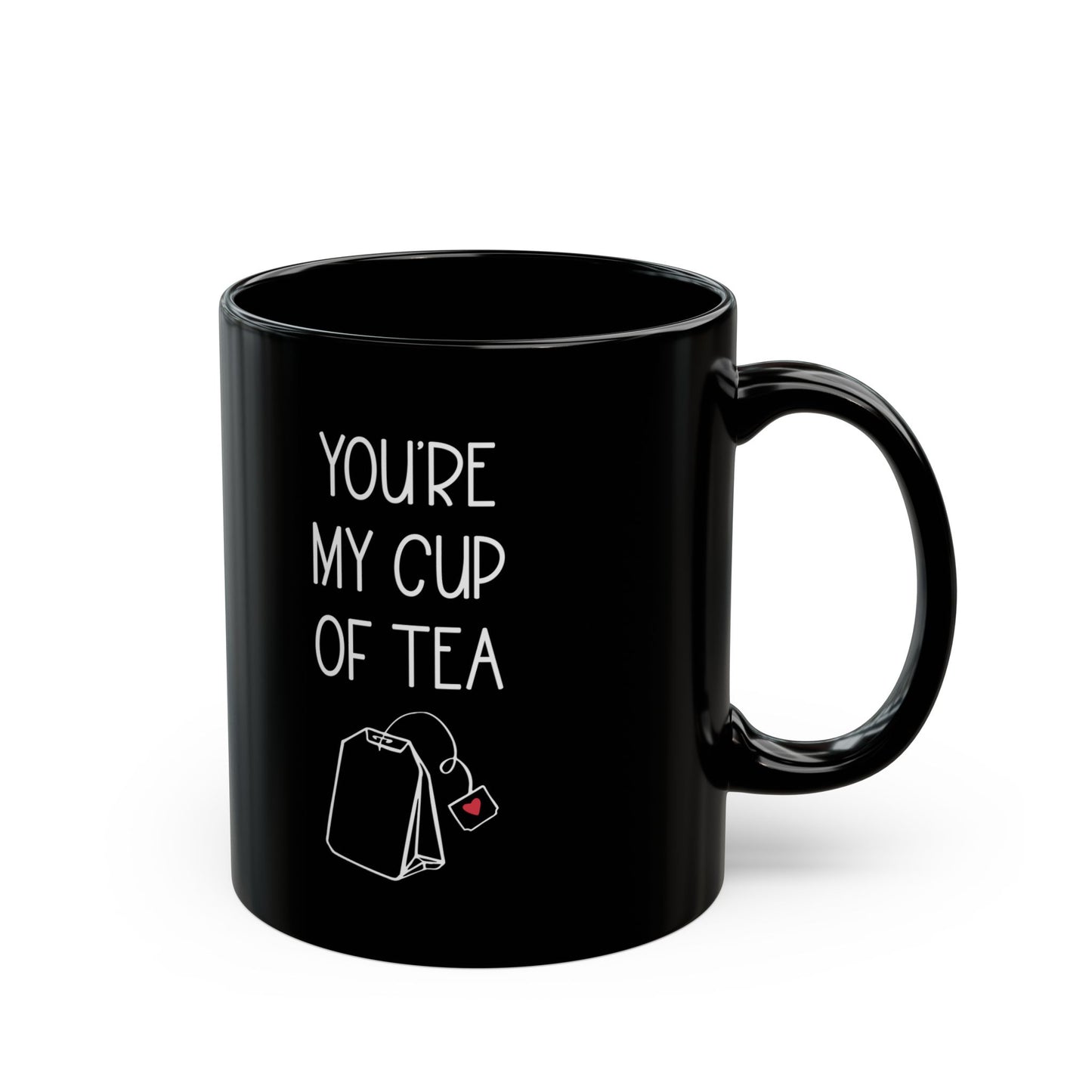 You're My Cup of Tea Mug – Black Ceramic with Teabag & Heart Tag