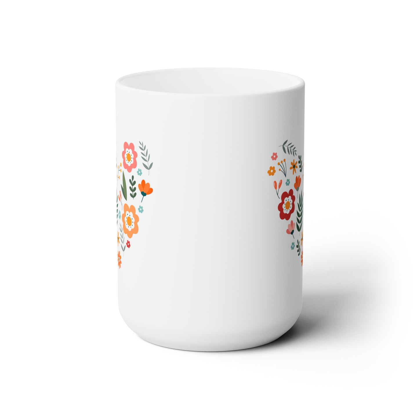 Floral Heart Design Mug - Vibrant and Cheerful Gift for Loved Ones