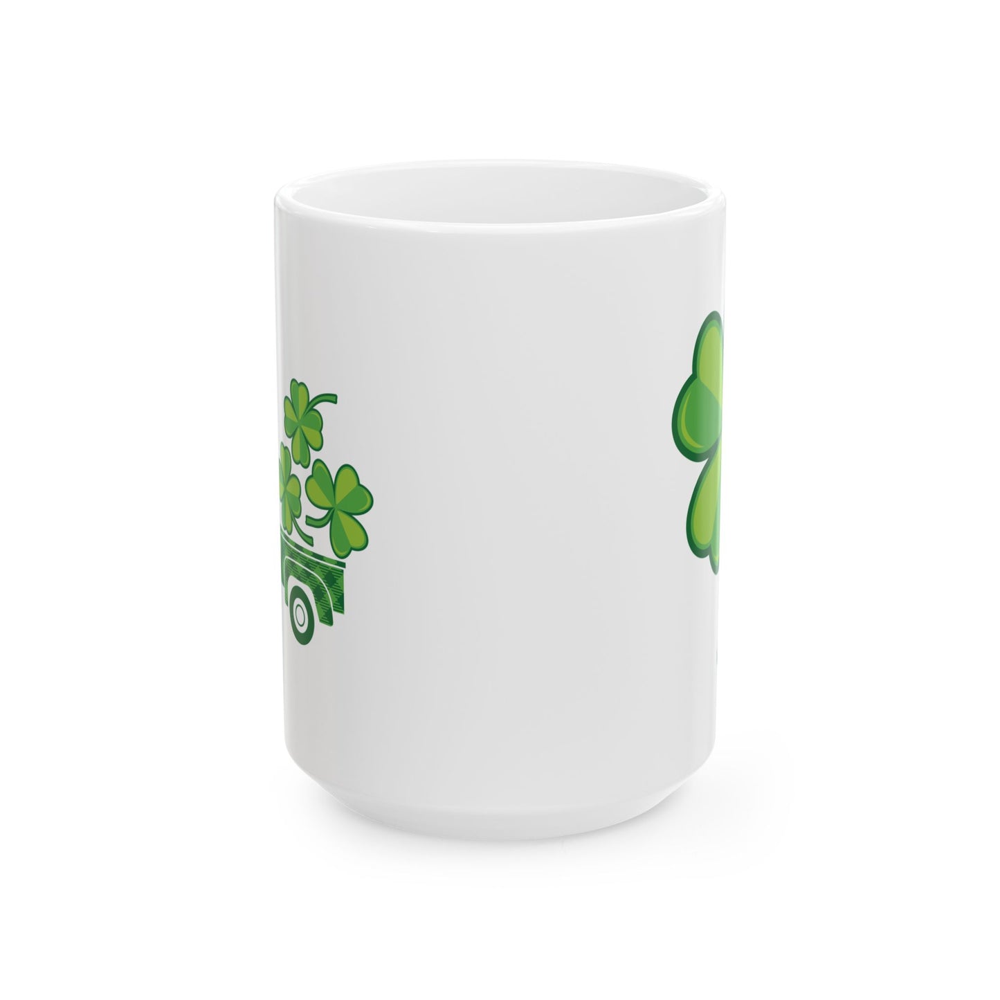 St Patrick’s Day Mug – Green Plaid Truck with Shamrocks Coffee Cup