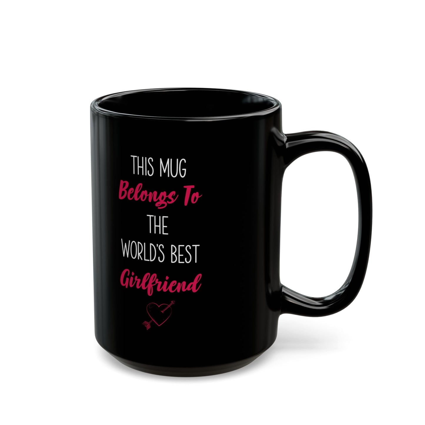 World's Best Girlfriend Mug – Black Ceramic with Heart Gift from Boyfriend or Partner
