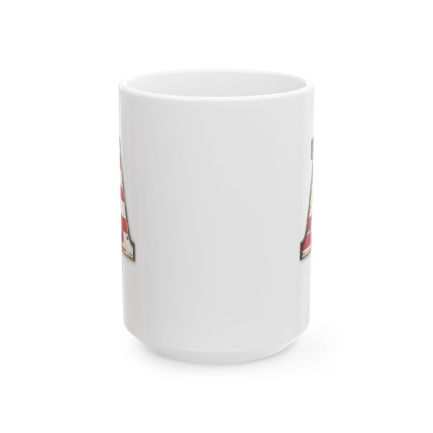 White Patriotic Mug – Letter A with USA Flag – Custom Name Ava Gift