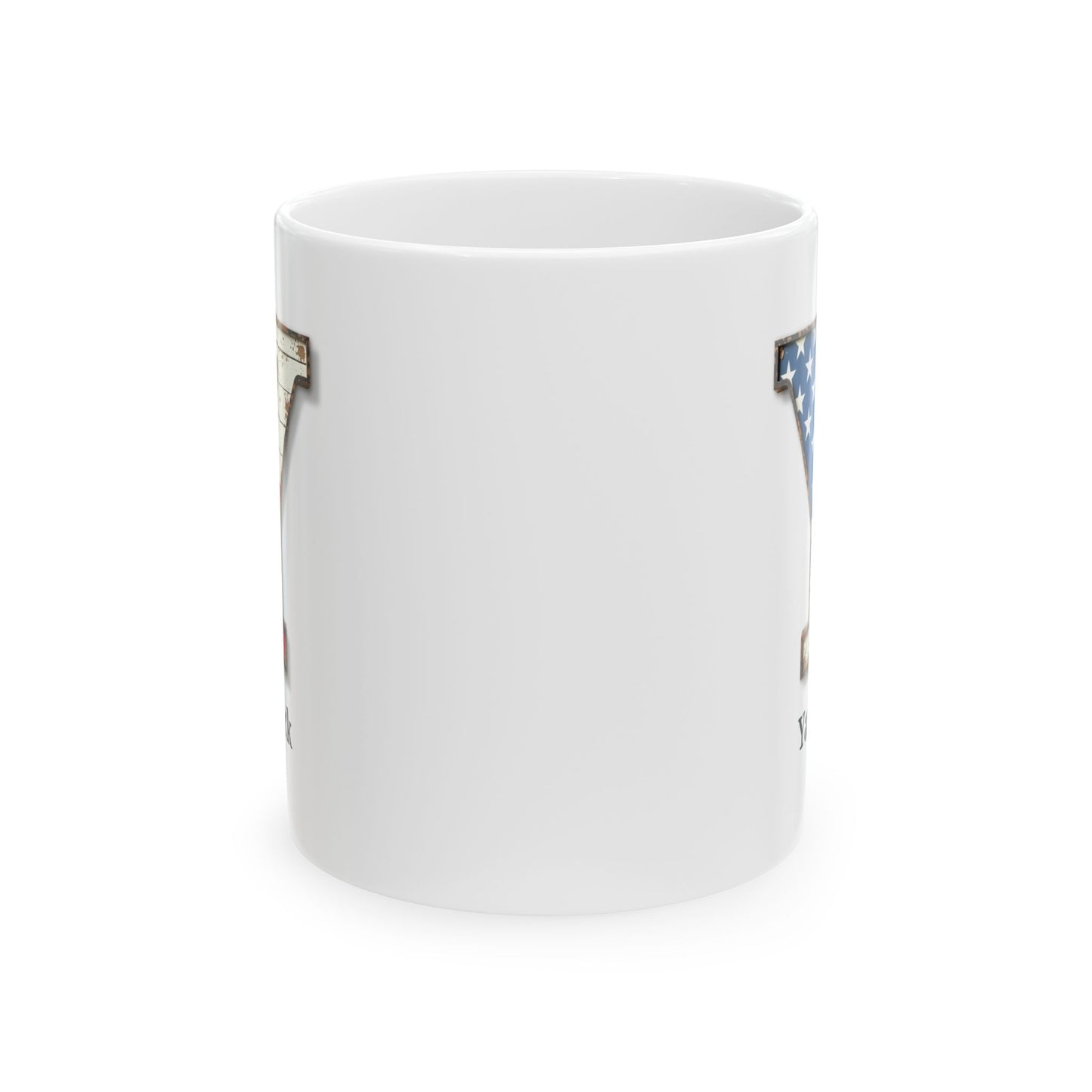 White Personalized USA Flag Initial Mug with Letter Y and Yannick Name Gift for Men, Veterans, Patriotic Coffee Lovers