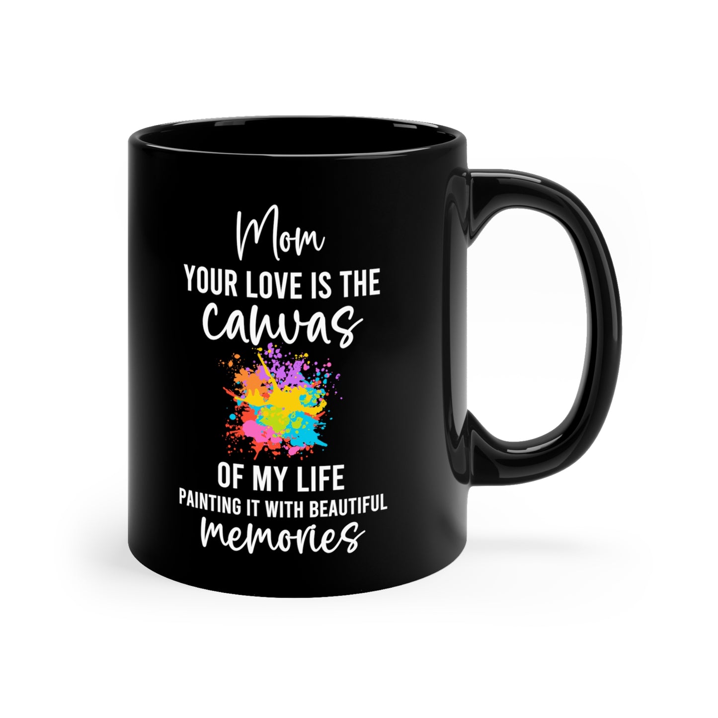 Mom, Your Love is the Canvas of My Life – Black Ceramic Mug