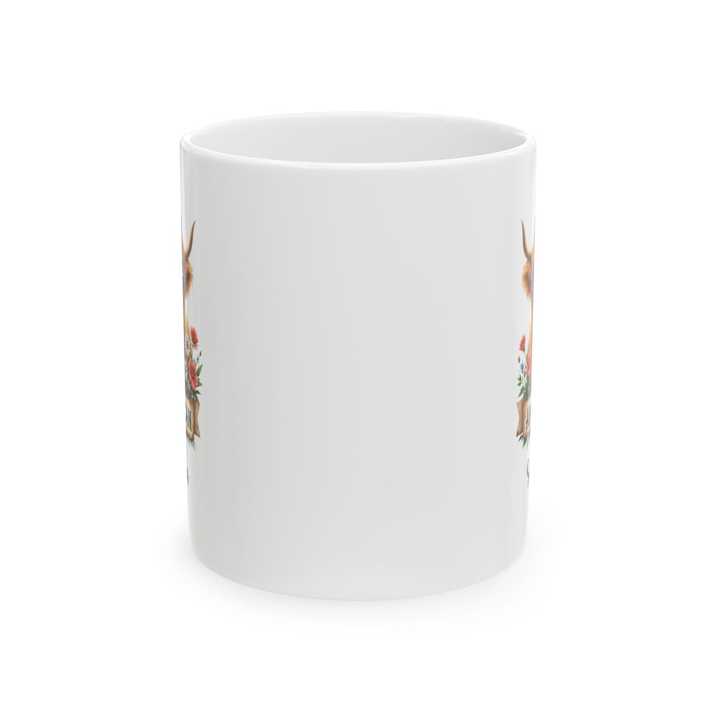 Custom Patriotic Highland Cow Mug – Personalized 4th of July Gift