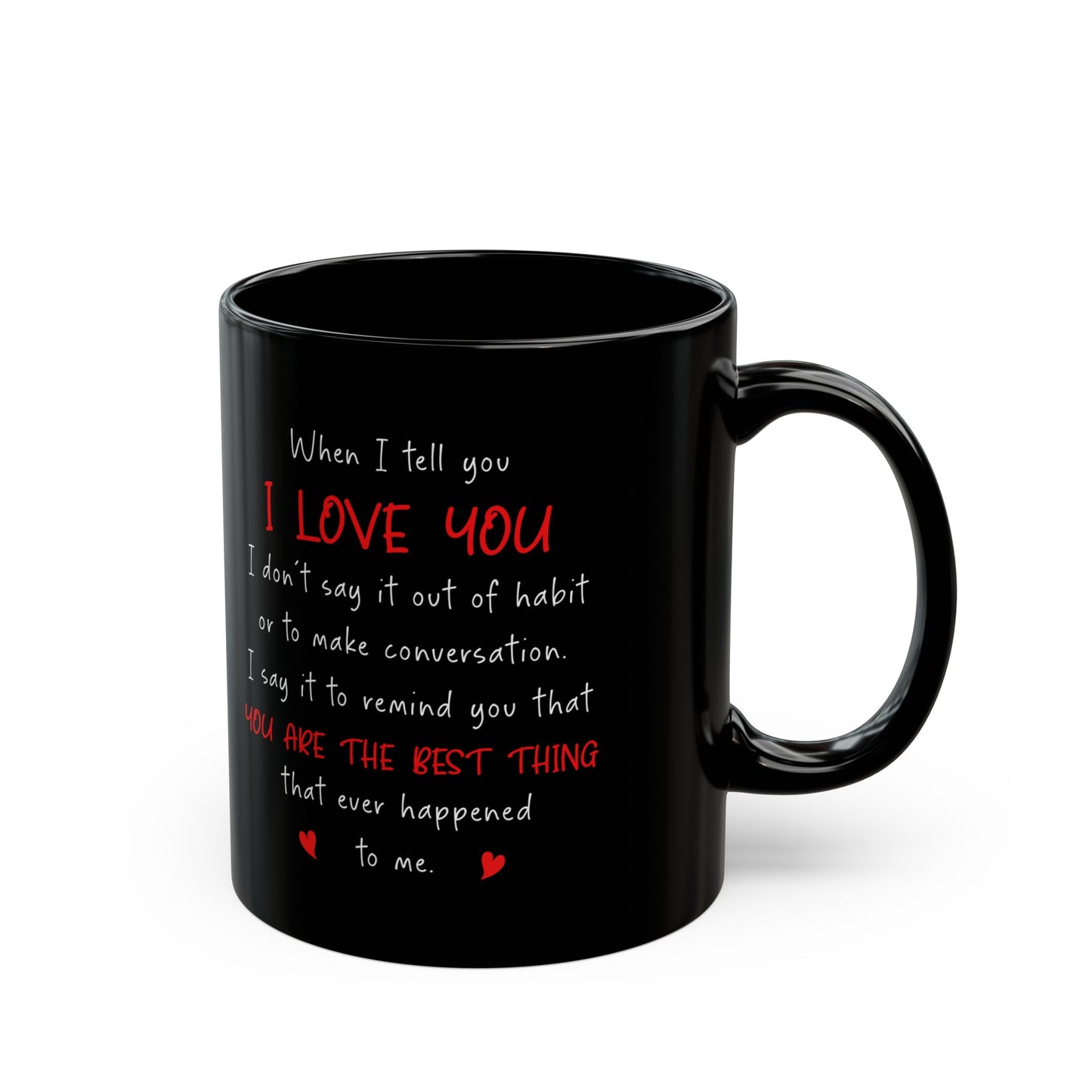 15oz Black I Love You Mug – Romantic Coffee Cup Gift for Partner