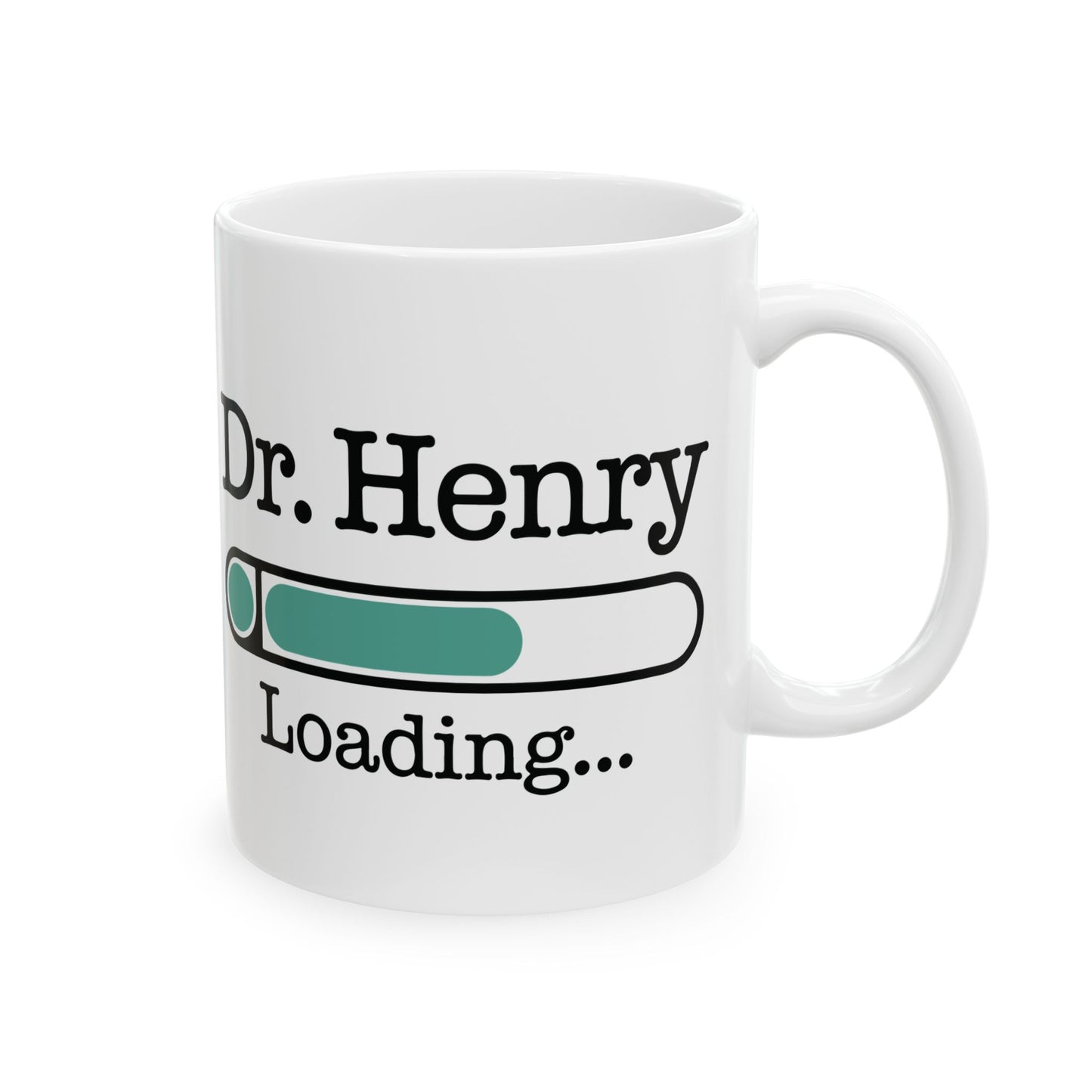 White Personalized Dr. Henry Mug – “Loading…” Medical Student Gift – Custom Coffee Cup for Future Doctor, Graduation, or Residency Celebration