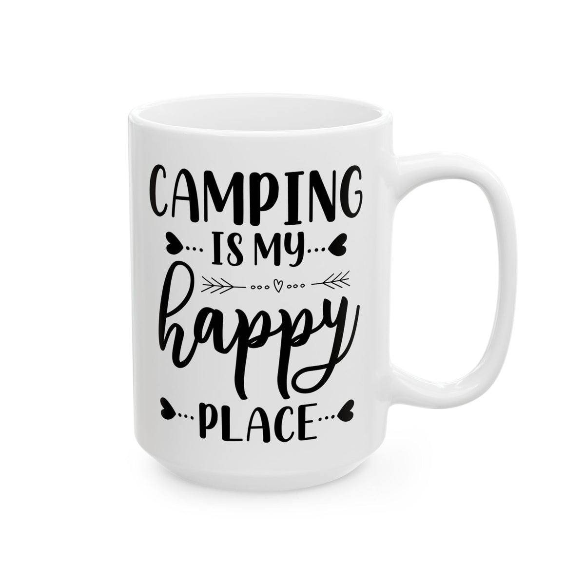 Minimalist Happy Typography Design Ceramic Mug, (11oz, 15oz)