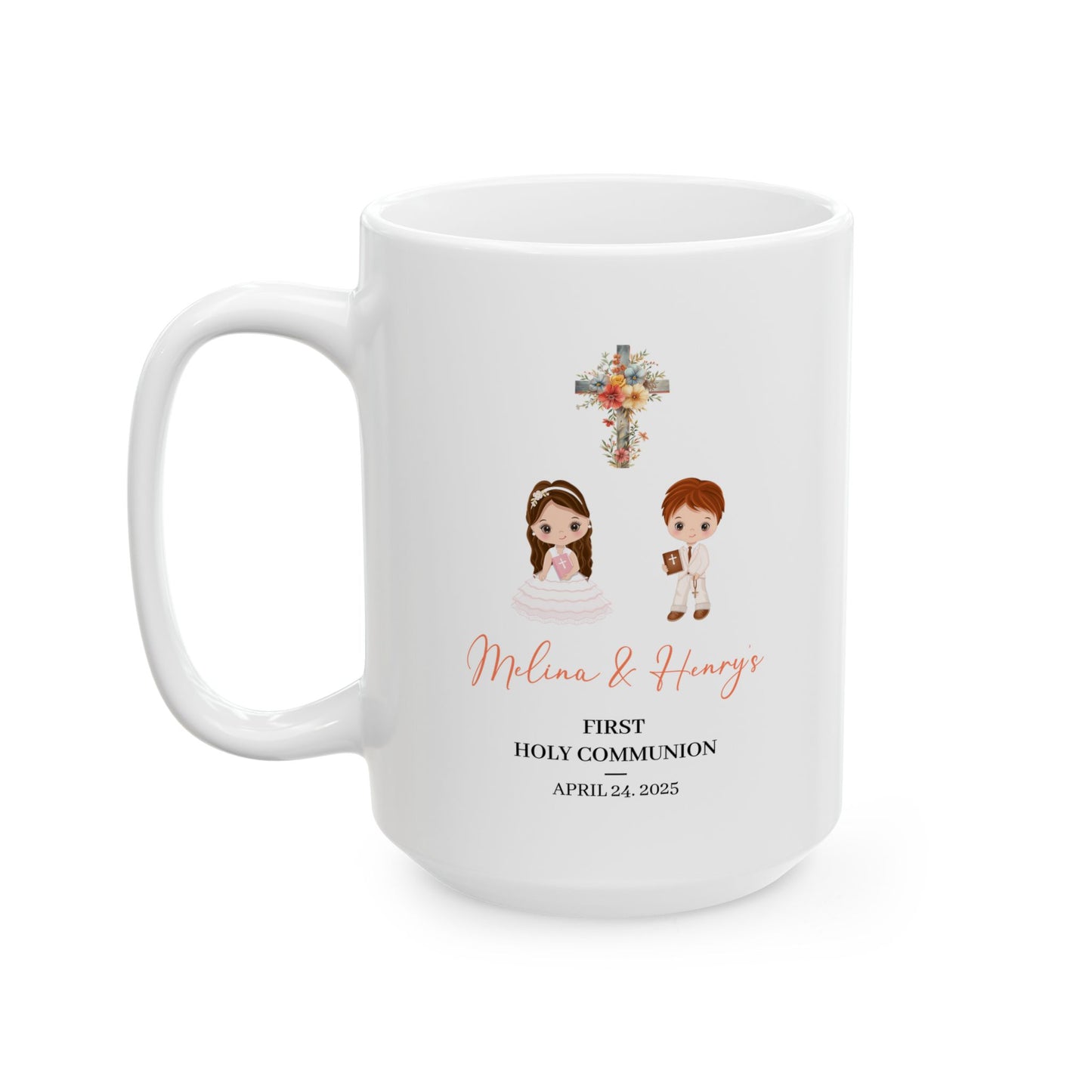 First Holy Communion Mug – Personalized Gift for Melina & Henry