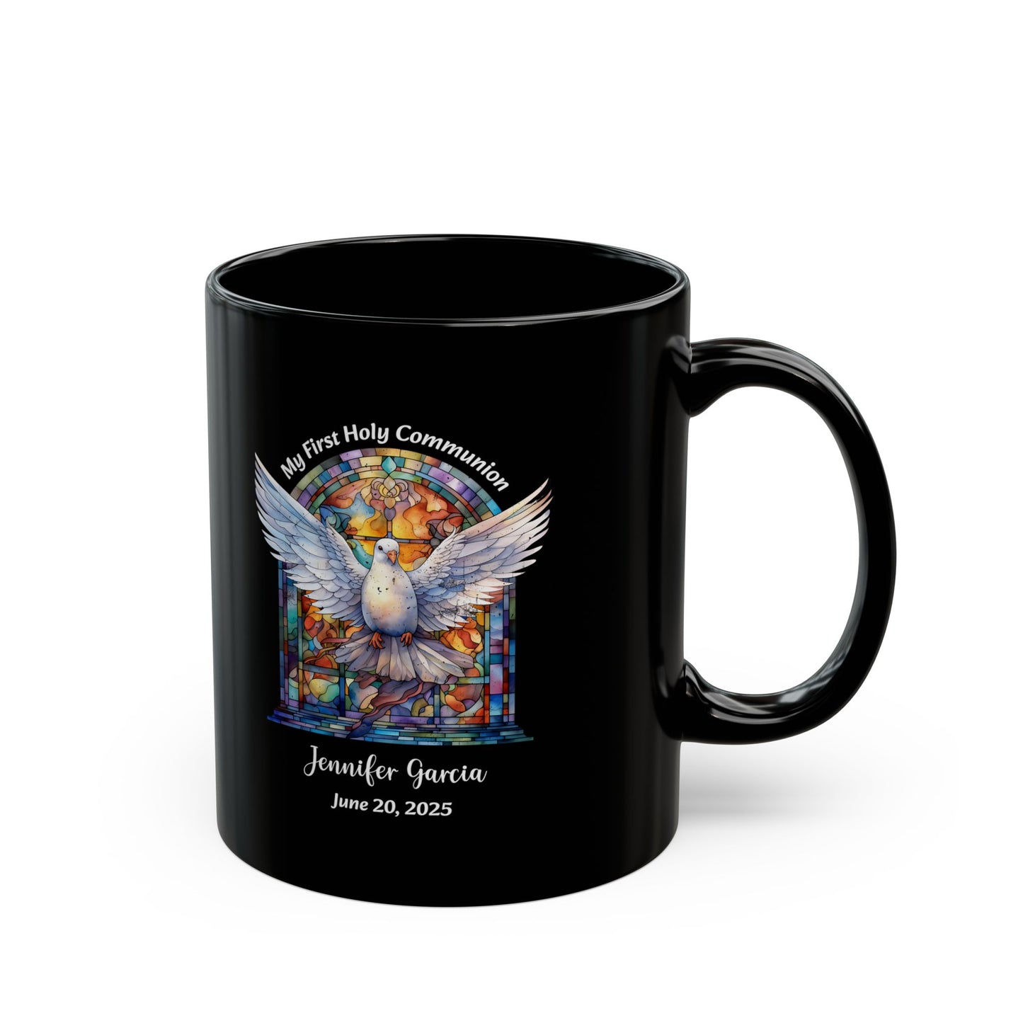 Black First Communion Mug – Personalized Gift for Girl