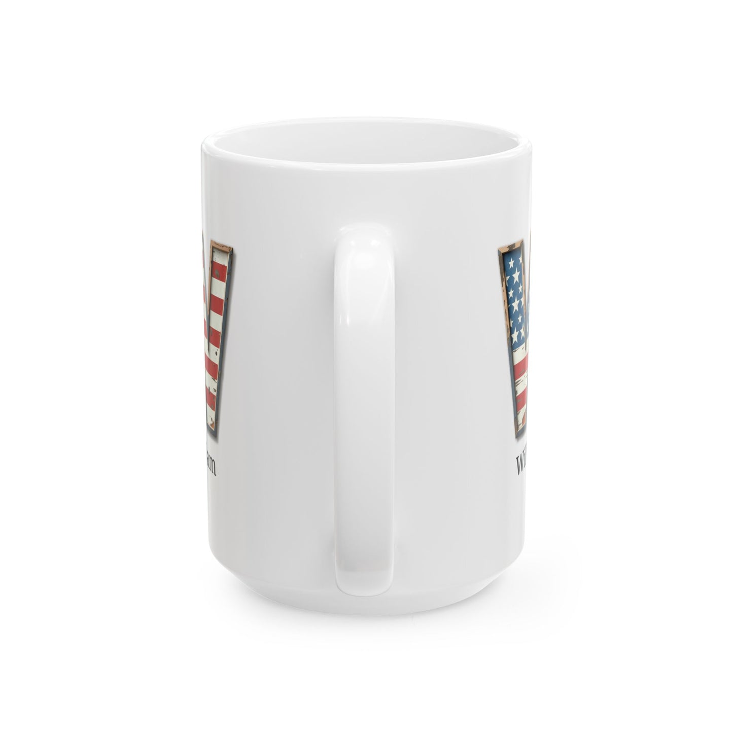 Personalized American Flag Initial Mug with Name Custom USA Letter W Coffee Cup Gift for Men Women Veterans or Patriotic Americans
