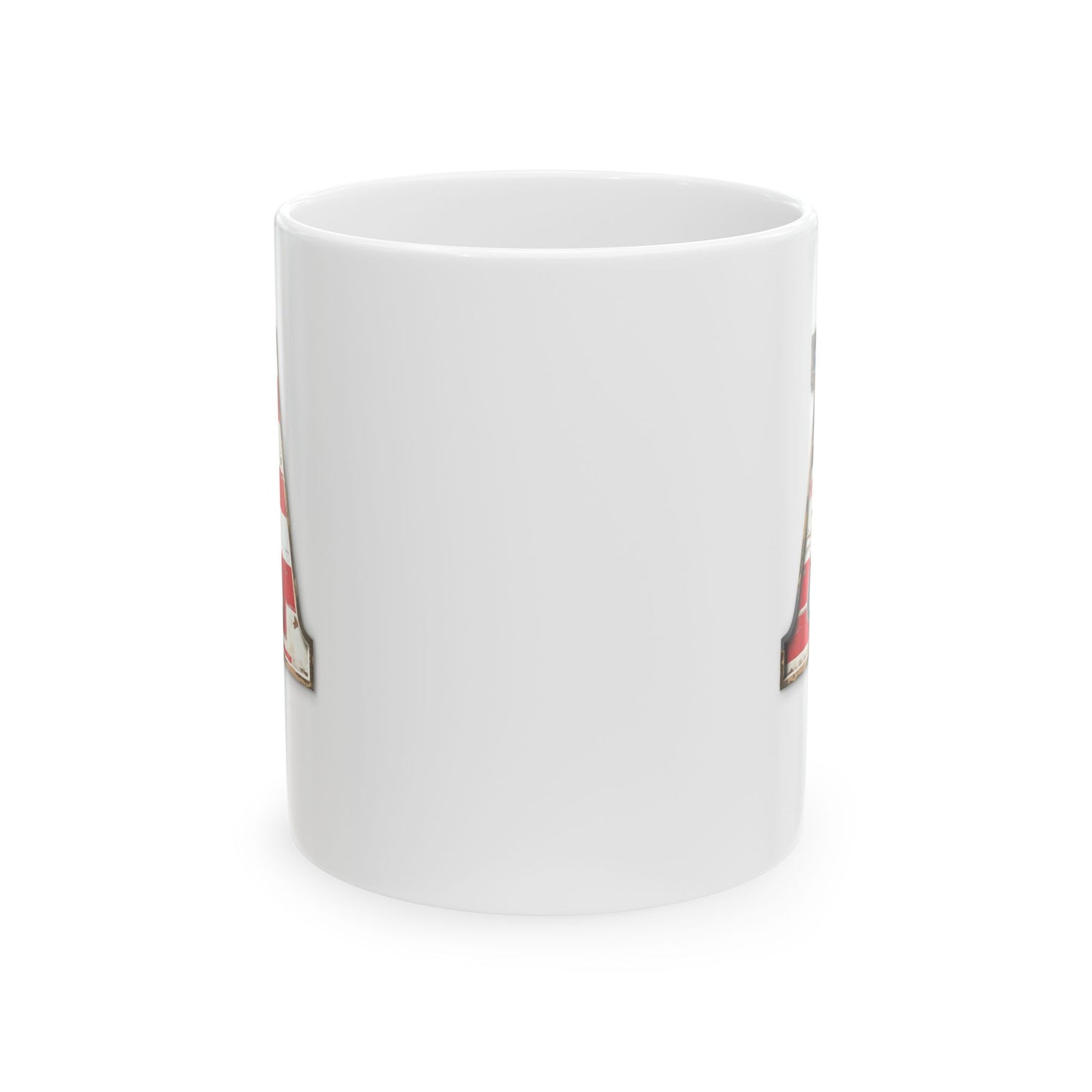 White Patriotic Mug – Letter A with USA Flag – Custom Name Ava Gift