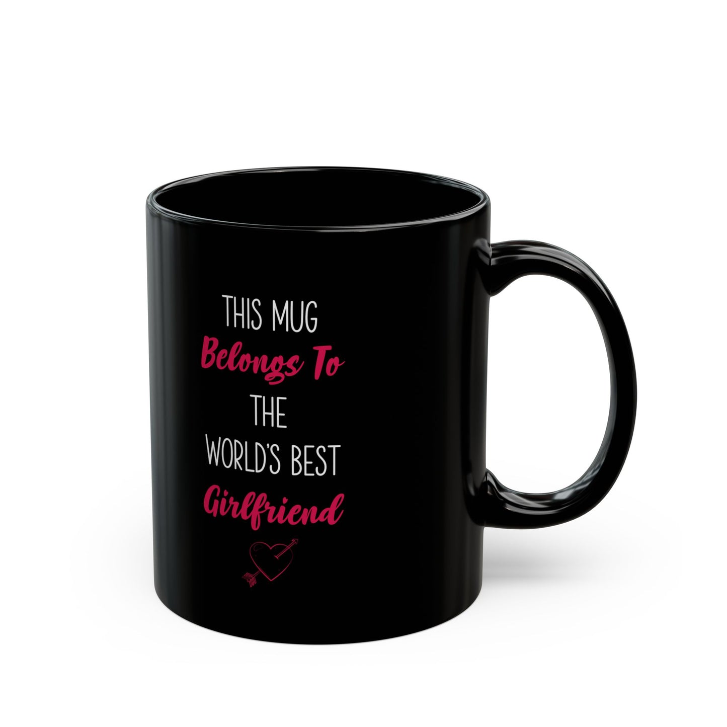 World's Best Girlfriend Mug – Black Ceramic with Heart Gift from Boyfriend or Partner