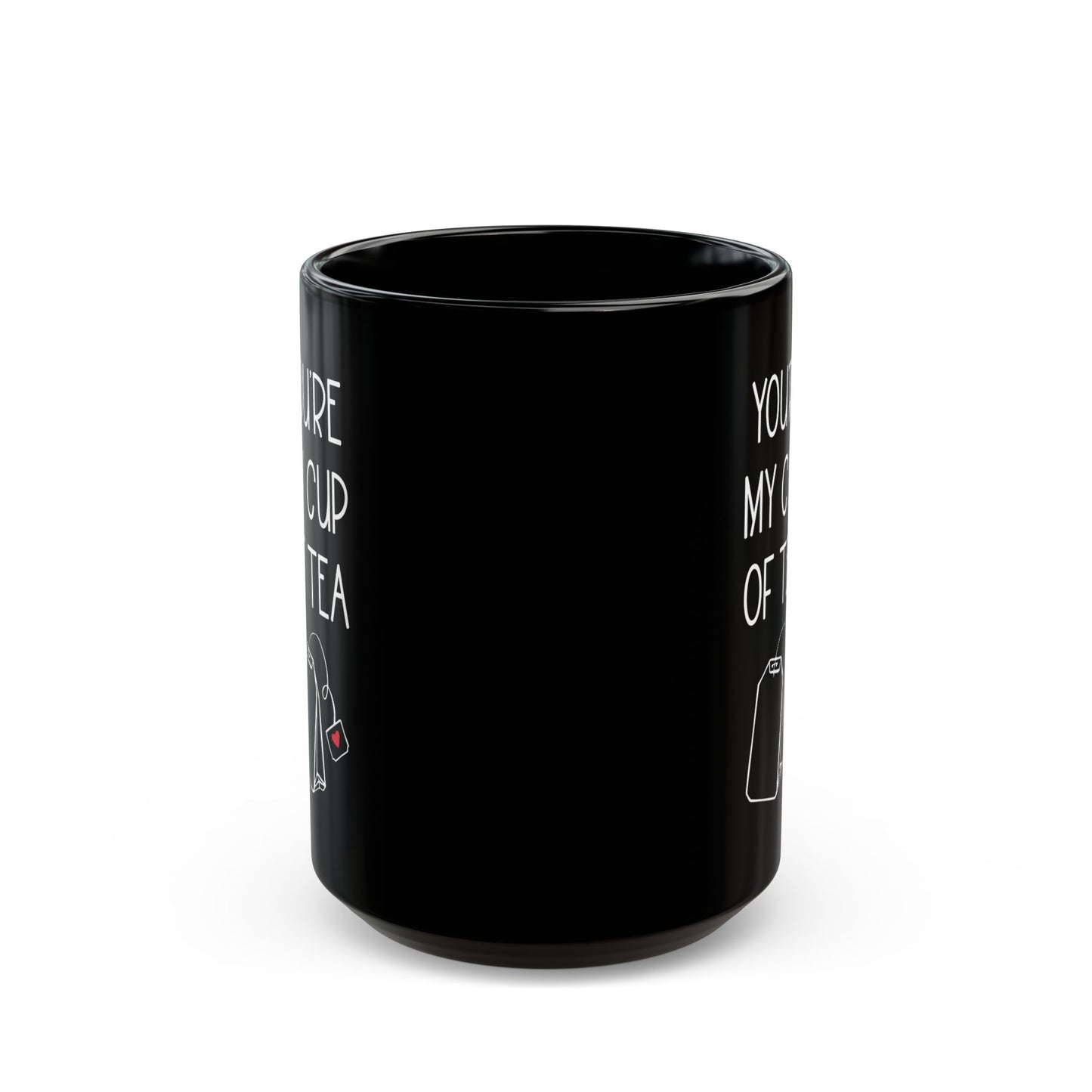 You're My Cup of Tea Mug – Black Ceramic with Teabag & Heart Tag
