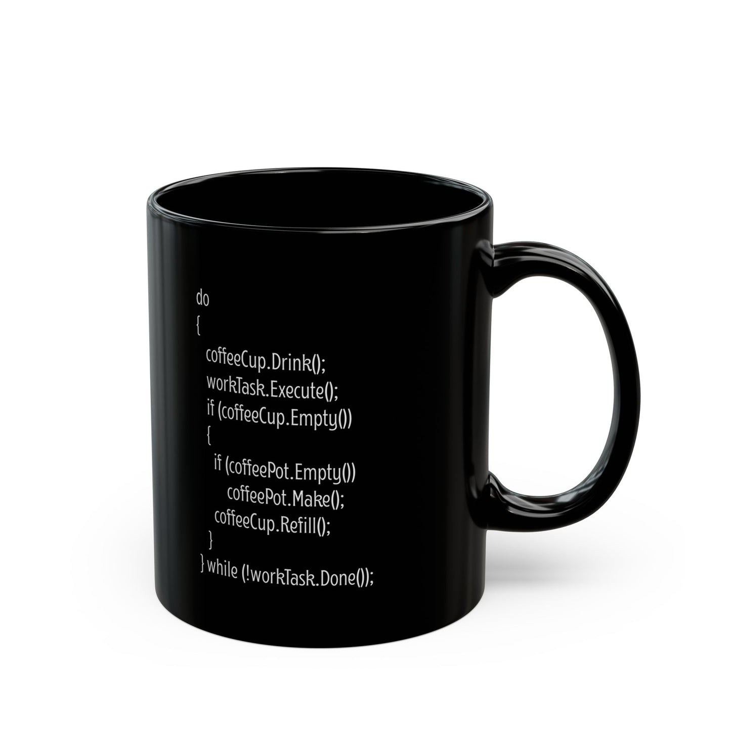 Programmer Coffee Mug – Funny Coding Loop for Developers