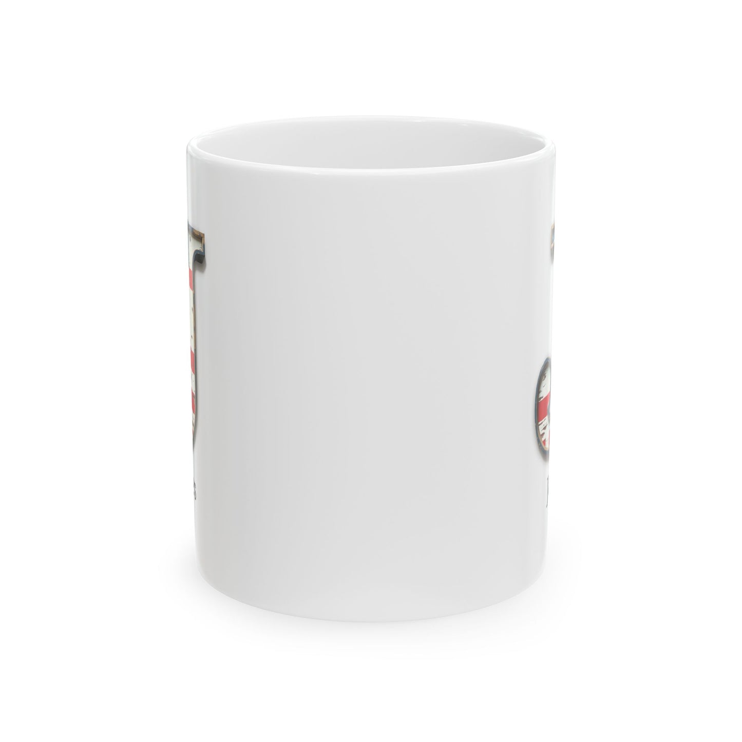 White Personalized USA Flag Initial Mug with Letter J and James Name Gift for Men, Veterans, Patriotic Coffee Lovers