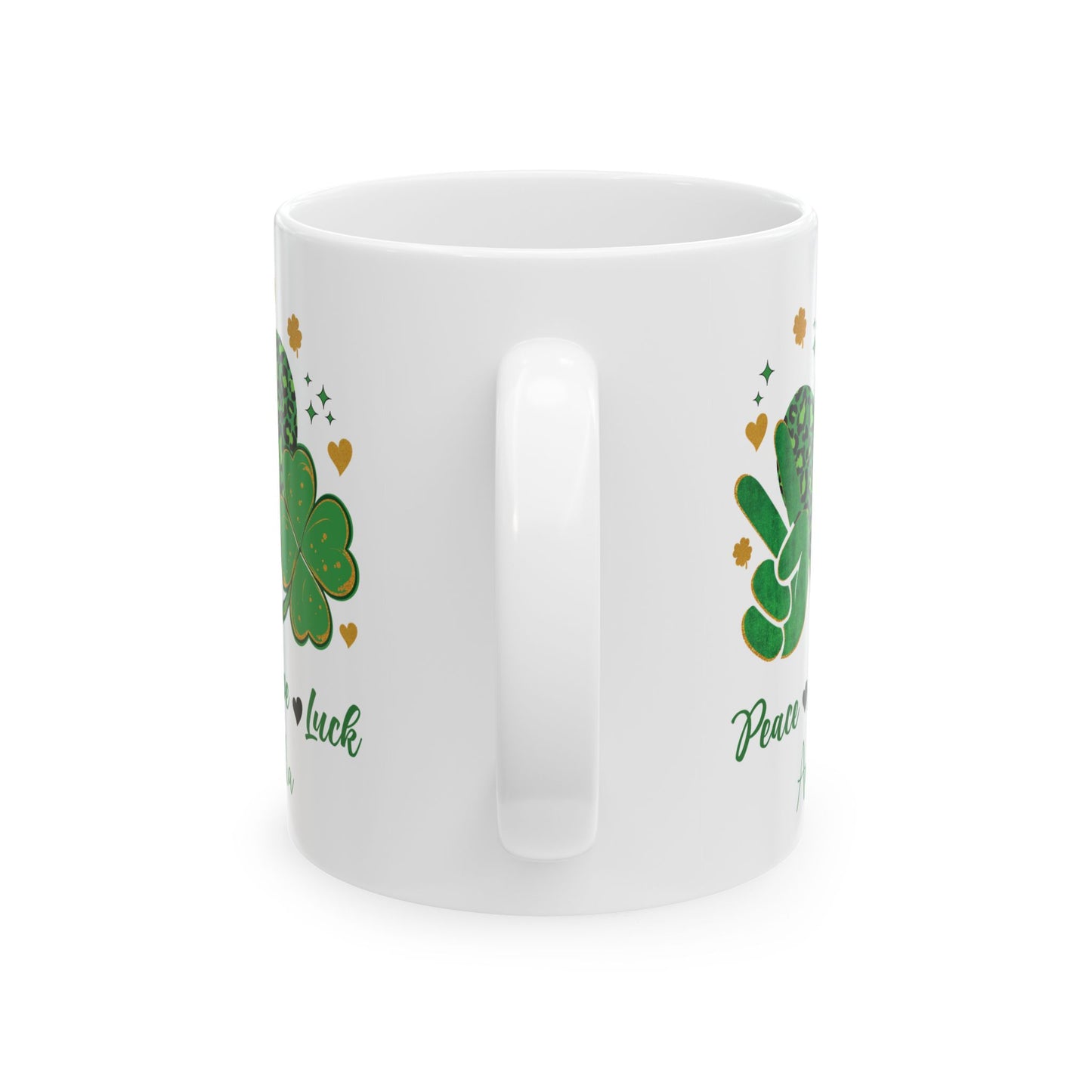Peace Love Luck St Patrick's Day Mug – Personalized Shamrock Gift
