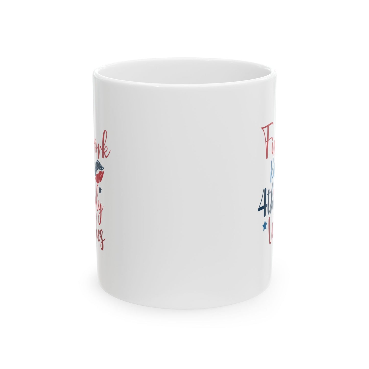Firework Kisses 4th of July Wishes Mug – Patriotic Coffee Cup Gift
