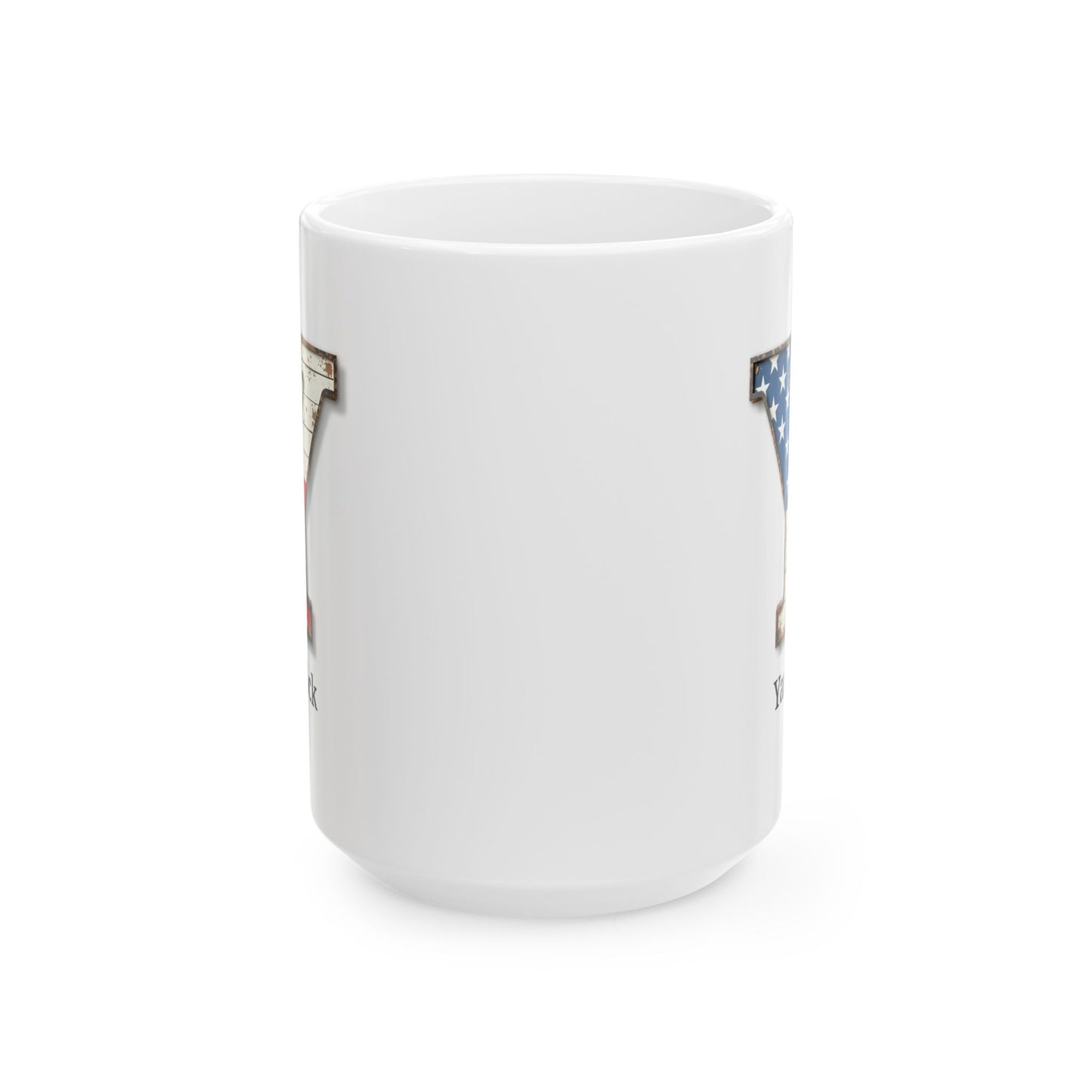 White Personalized USA Flag Initial Mug with Letter Y and Yannick Name Gift for Men, Veterans, Patriotic Coffee Lovers