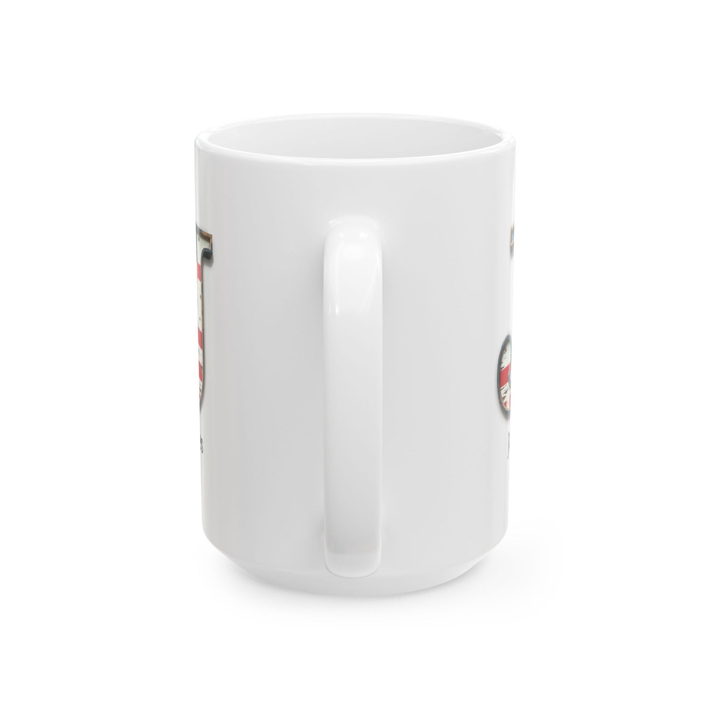 White Personalized USA Flag Initial Mug with Letter J and James Name Gift for Men, Veterans, Patriotic Coffee Lovers