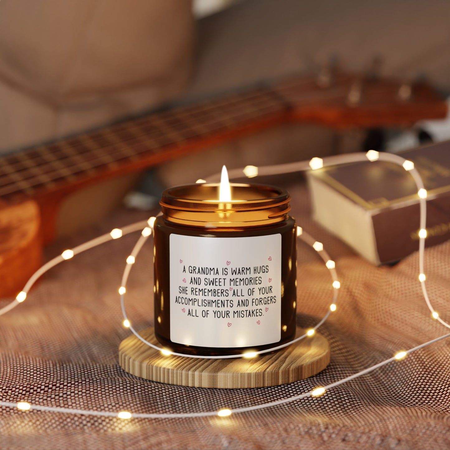 A grandma is warm hugs and sweet memories She remembers Candle