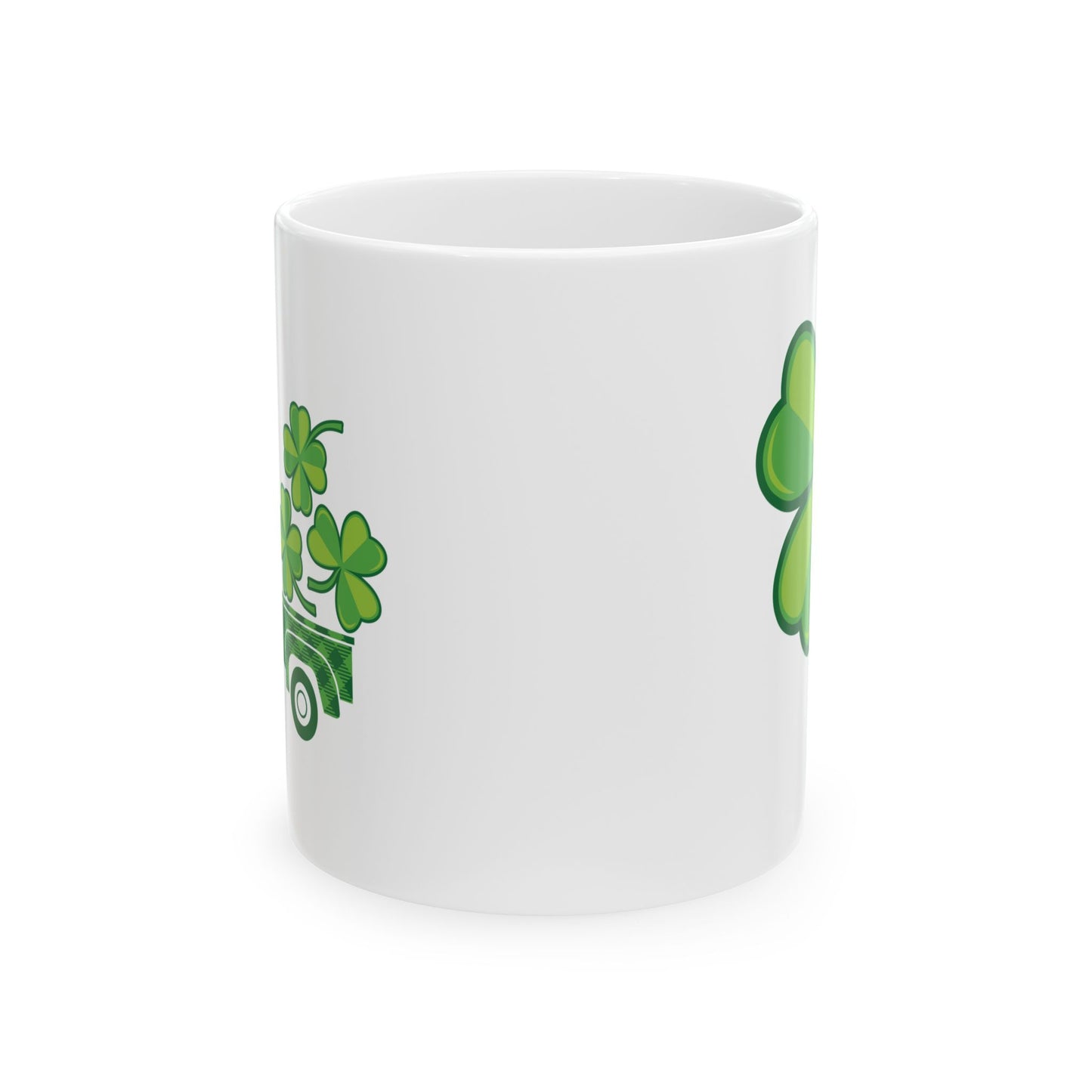 St Patrick’s Day Mug – Green Plaid Truck with Shamrocks Coffee Cup