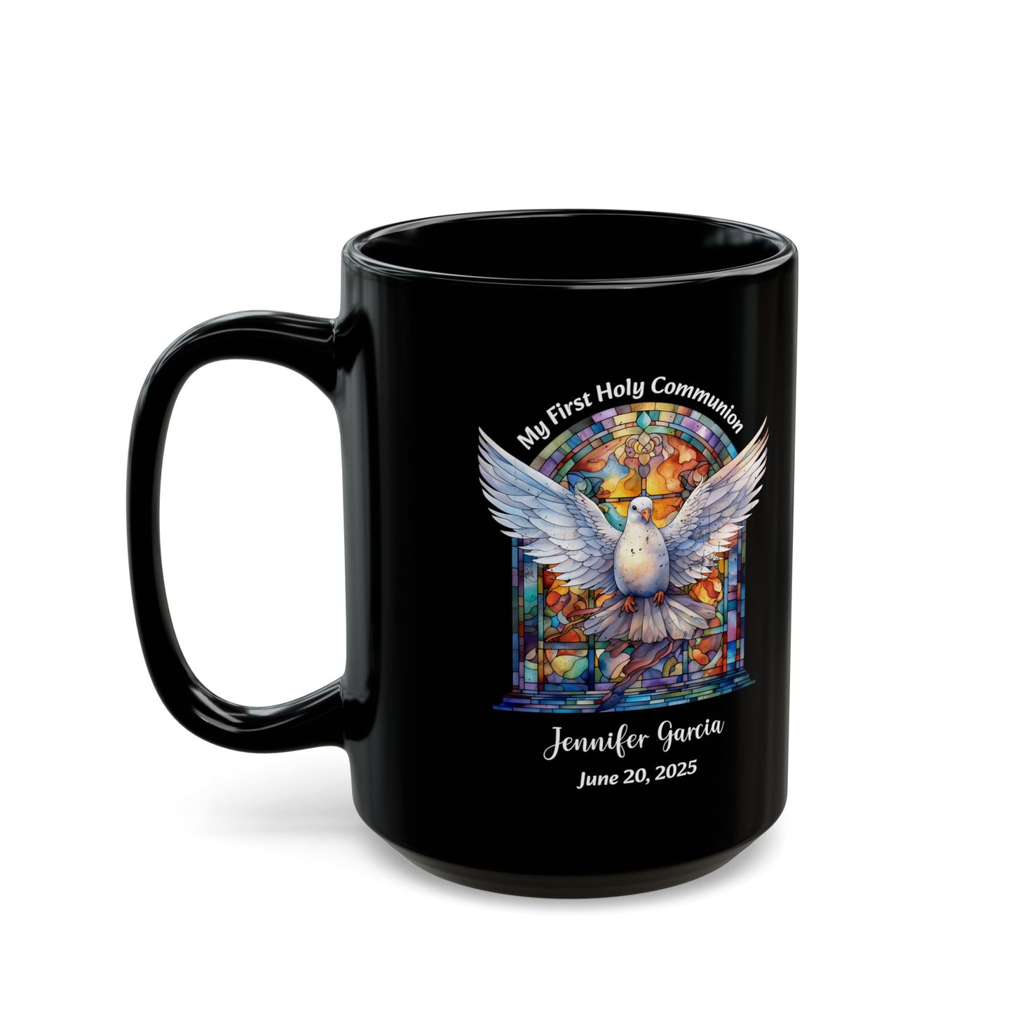 Black First Communion Mug – Personalized Gift for Girl