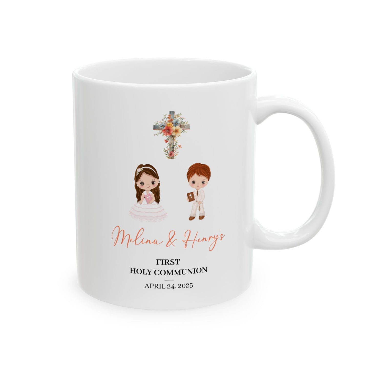 First Holy Communion Mug – Personalized Gift for Melina & Henry