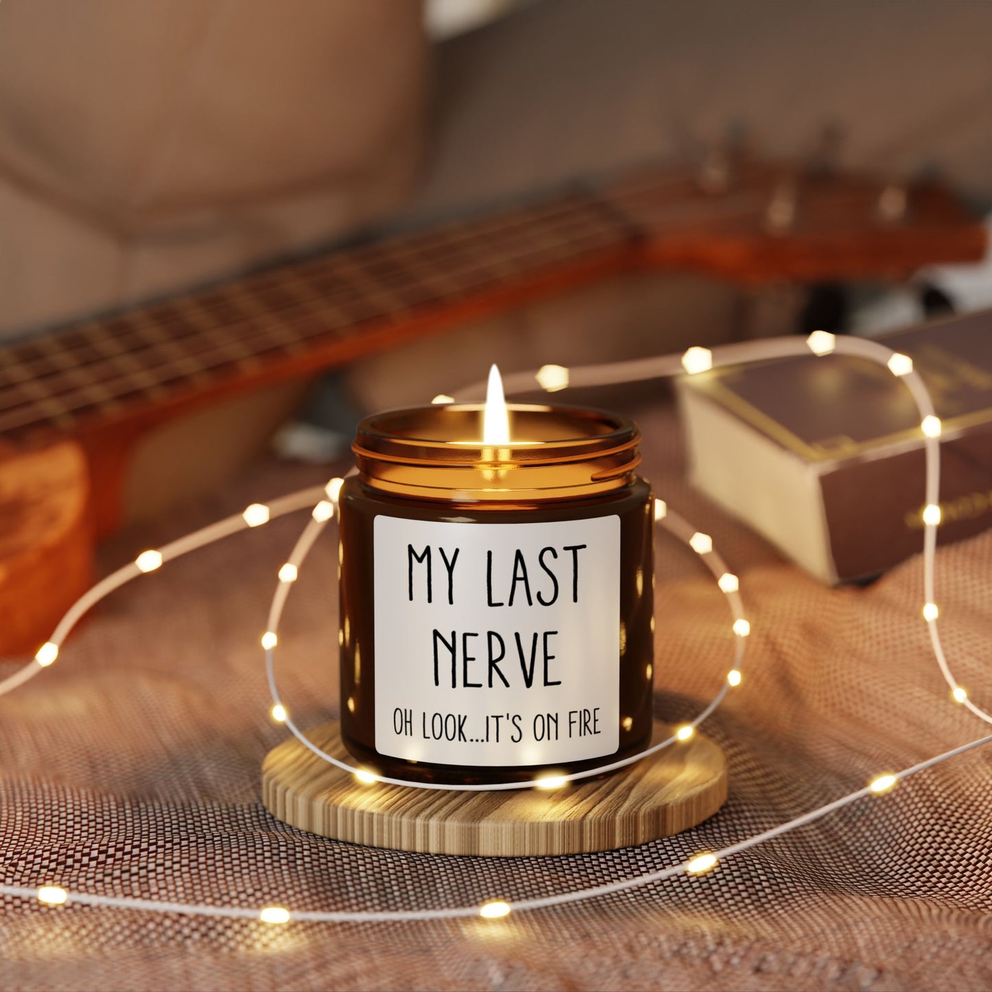 My Last Nerve Candle – Oh Look It’s on Fire Funny Soy Candle in Amber Jar for Stress Relief, Work, or Gag Gifts