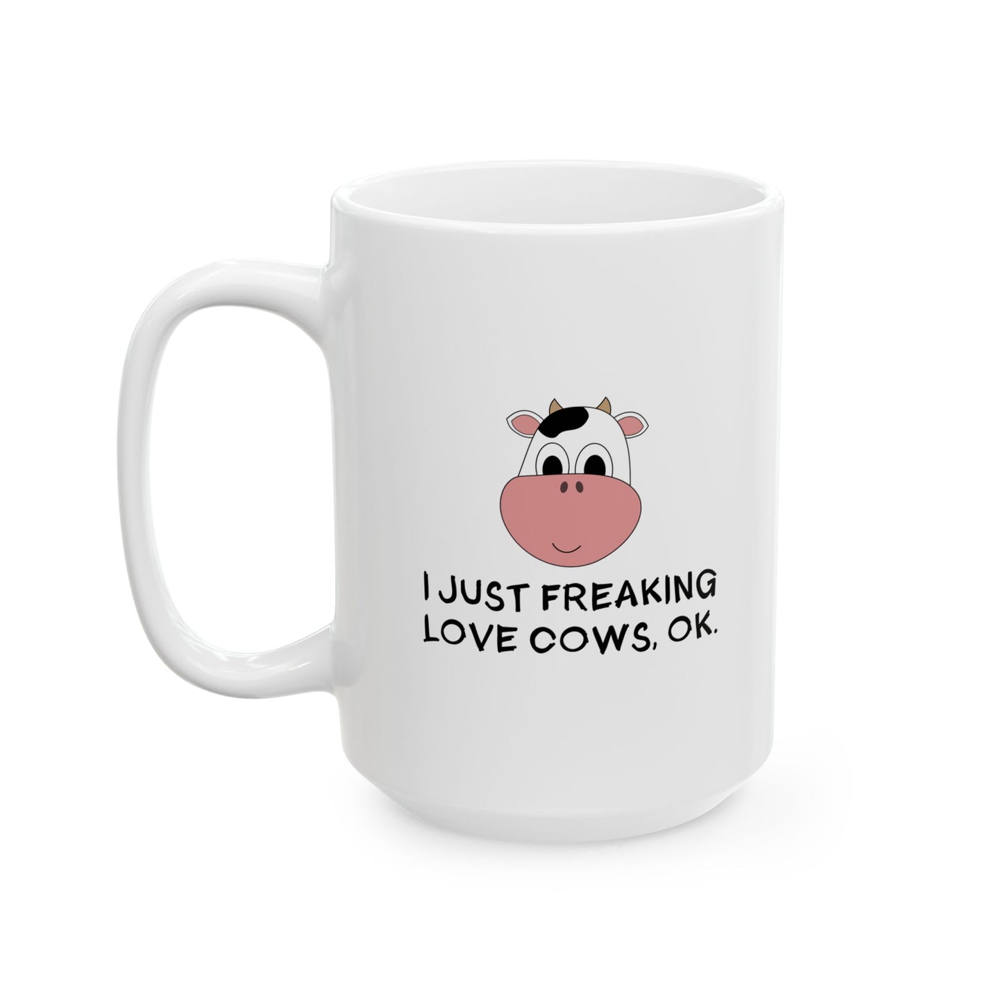 Funny Cow Mug – Cute White Coffee Cup with Cartoon Cow Face