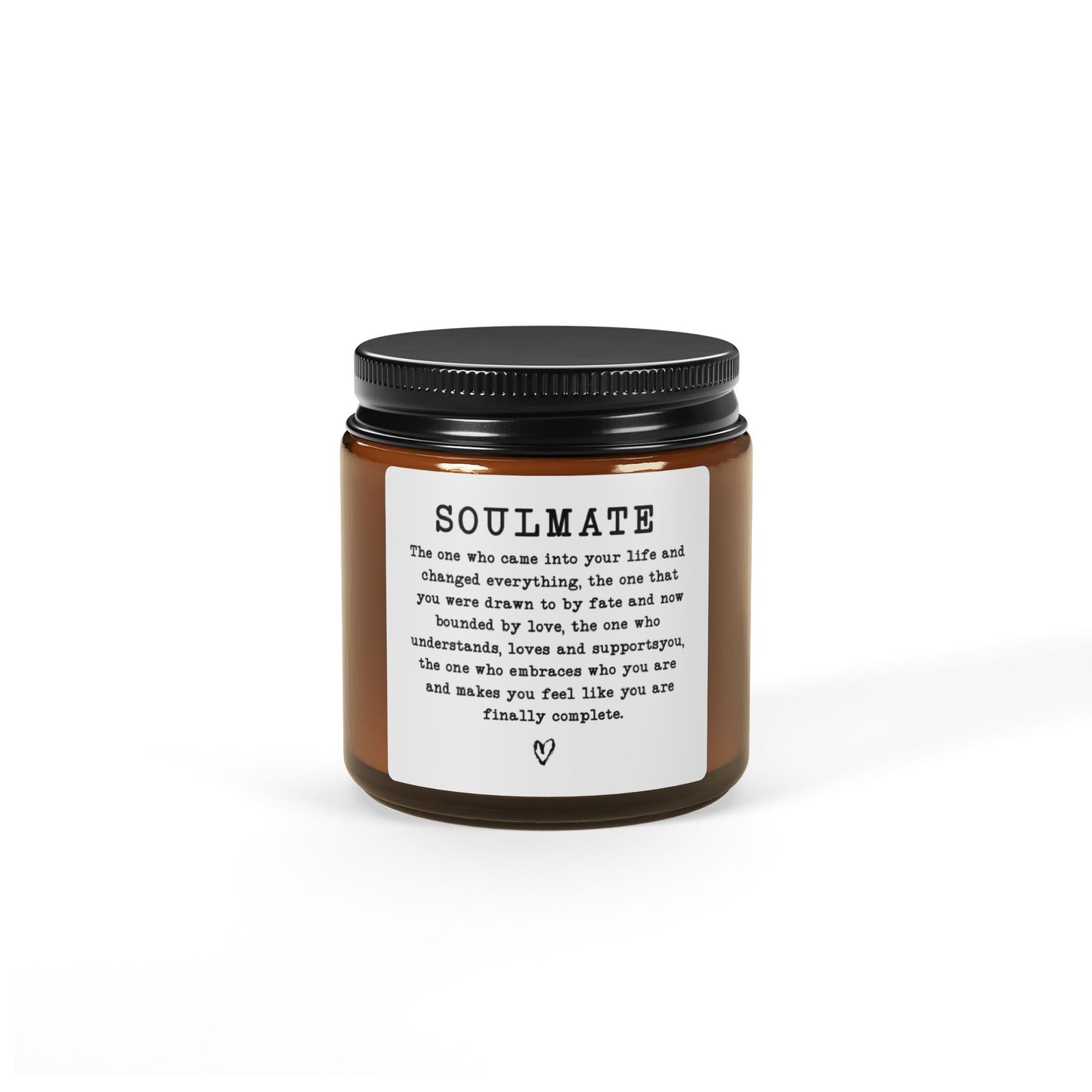 Soulmate Candle – Meaningful Gift for Partner Amber Jar Soy Candle with Soulmate Definition & Heart Icon