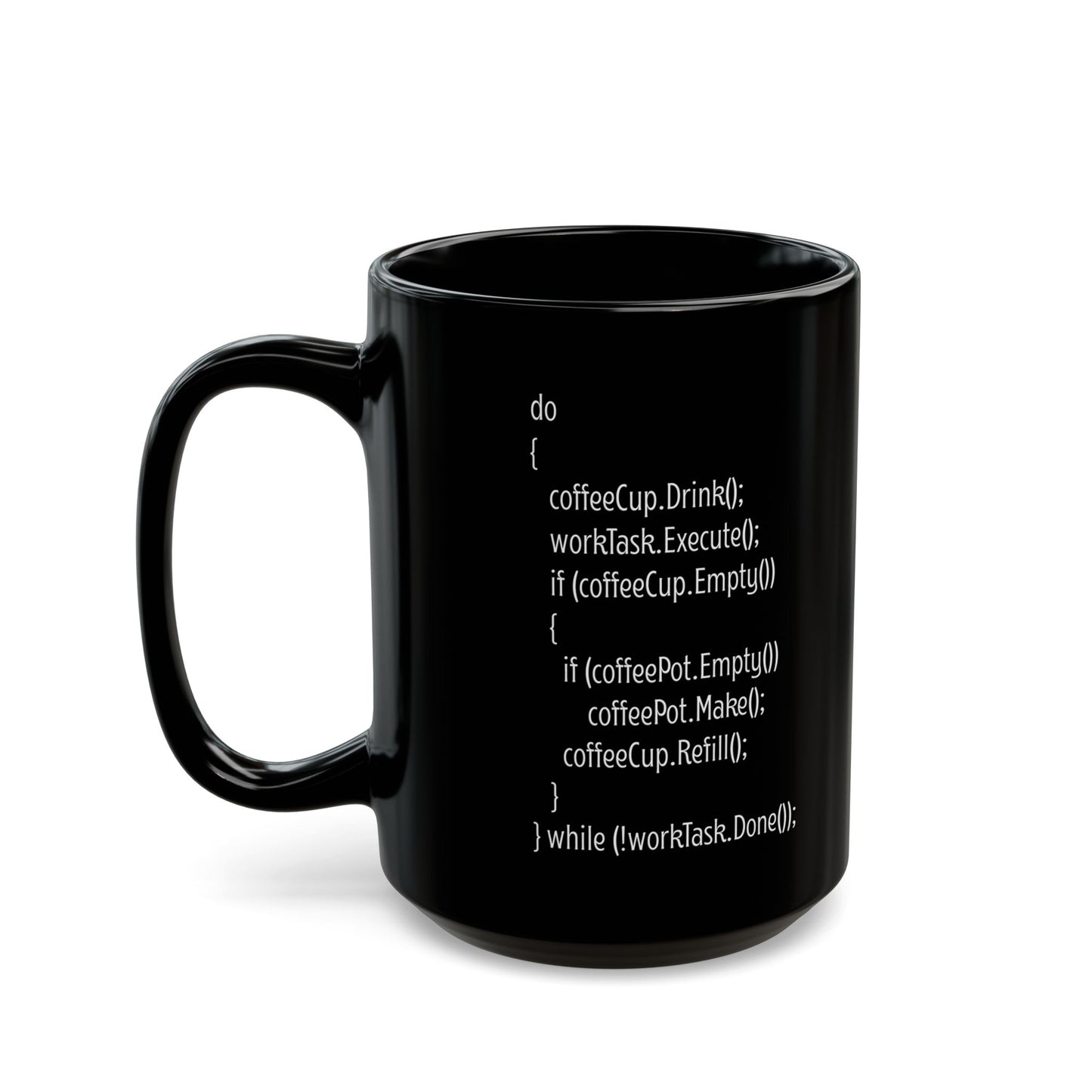 Programmer Coffee Mug – Funny Coding Loop for Developers