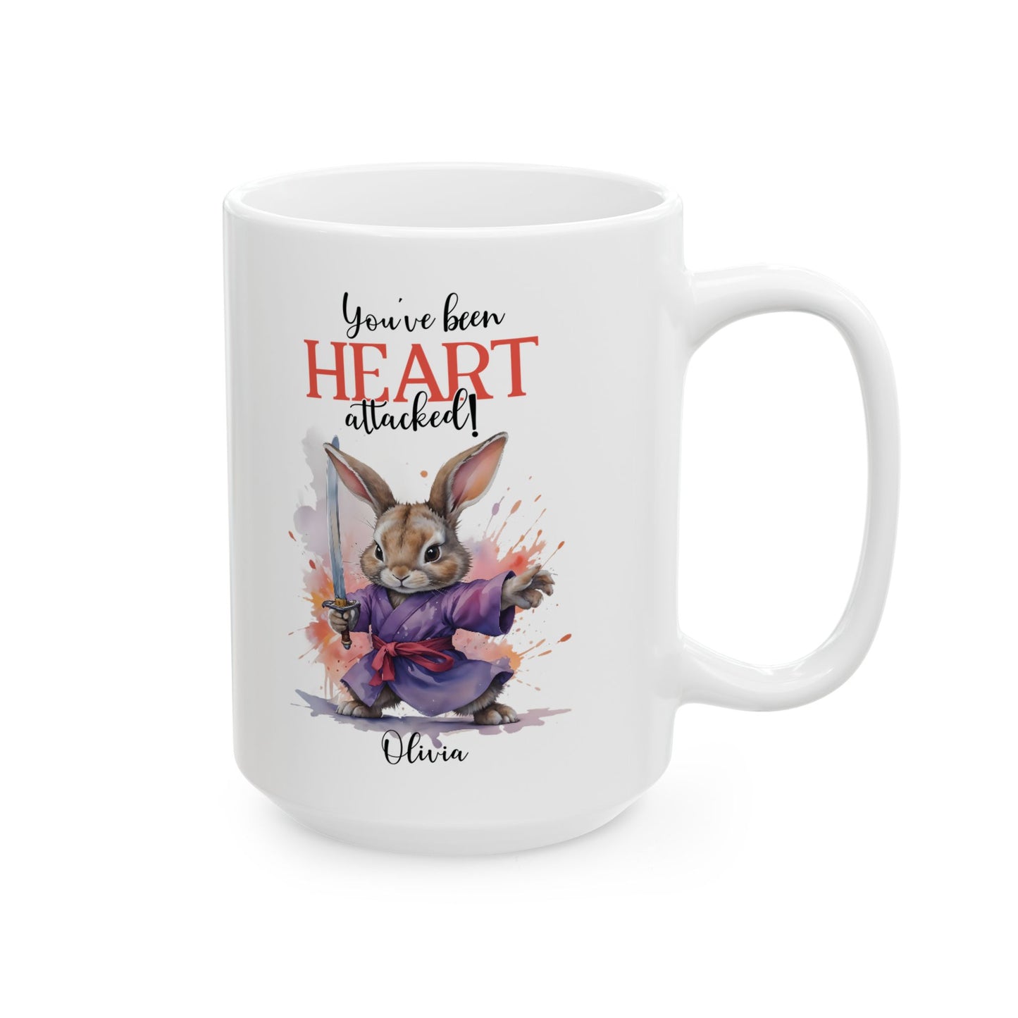 Heart Attack Bunny Mug – Personalized Funny Gift with Name