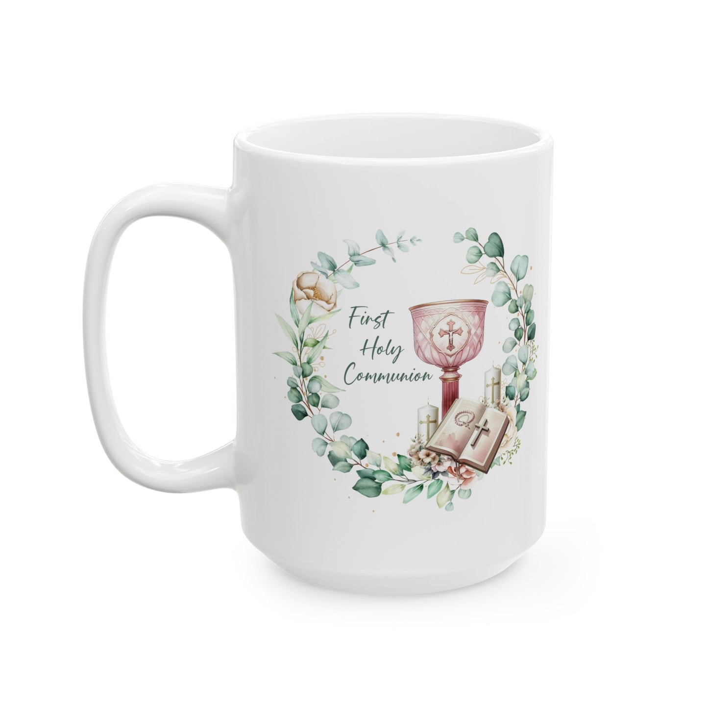 Elegant First Holy Communion Mug – Chalice and Bible Design