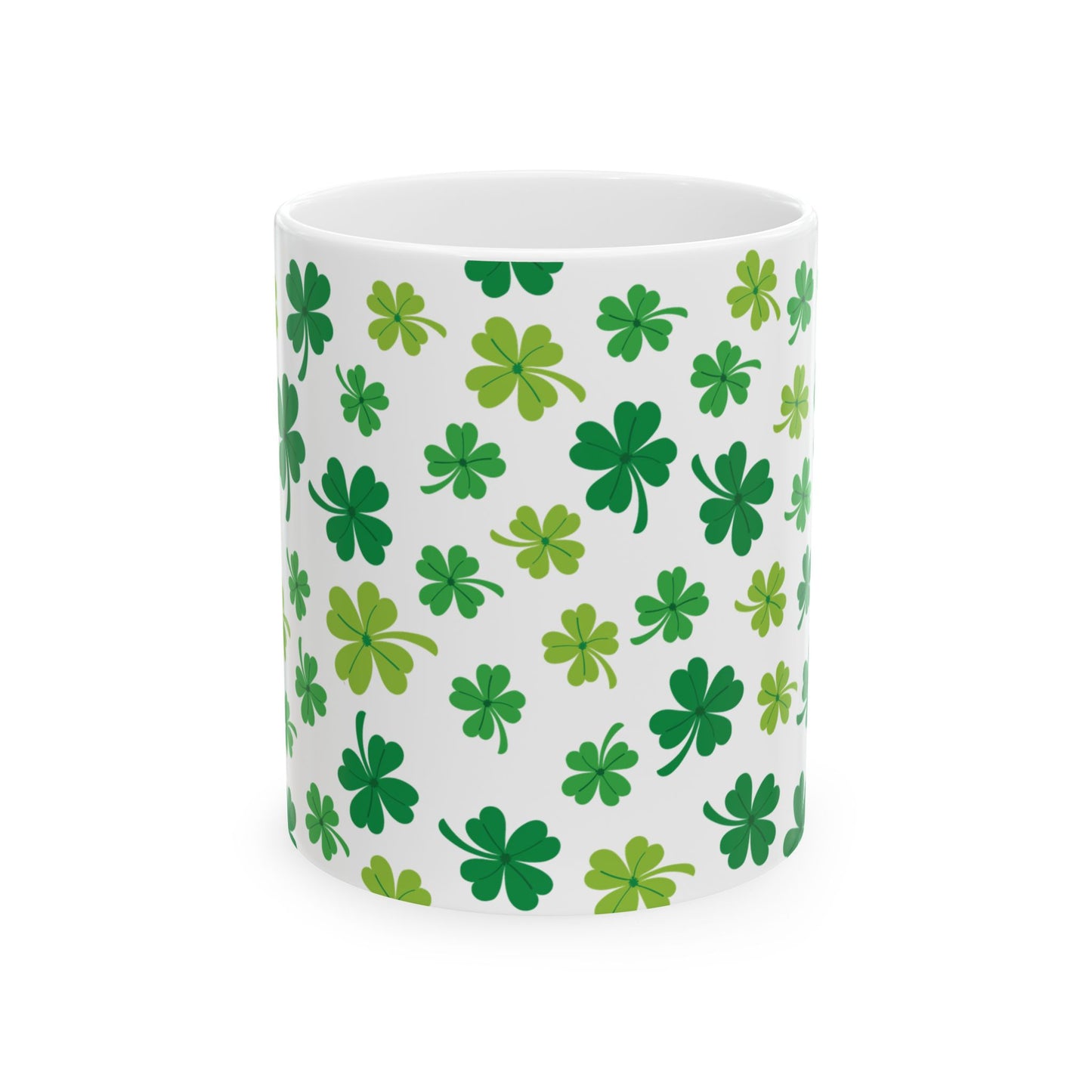 White Shamrock Mug – St. Patrick’s Day Lucky Clover Coffee Cup Gift