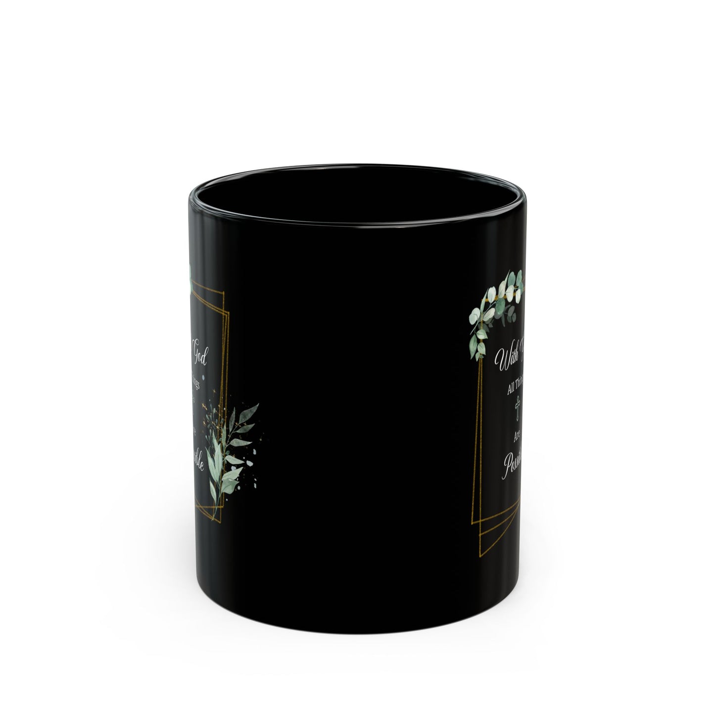 With God All Things Are Possible – Black Floral Christian Mug