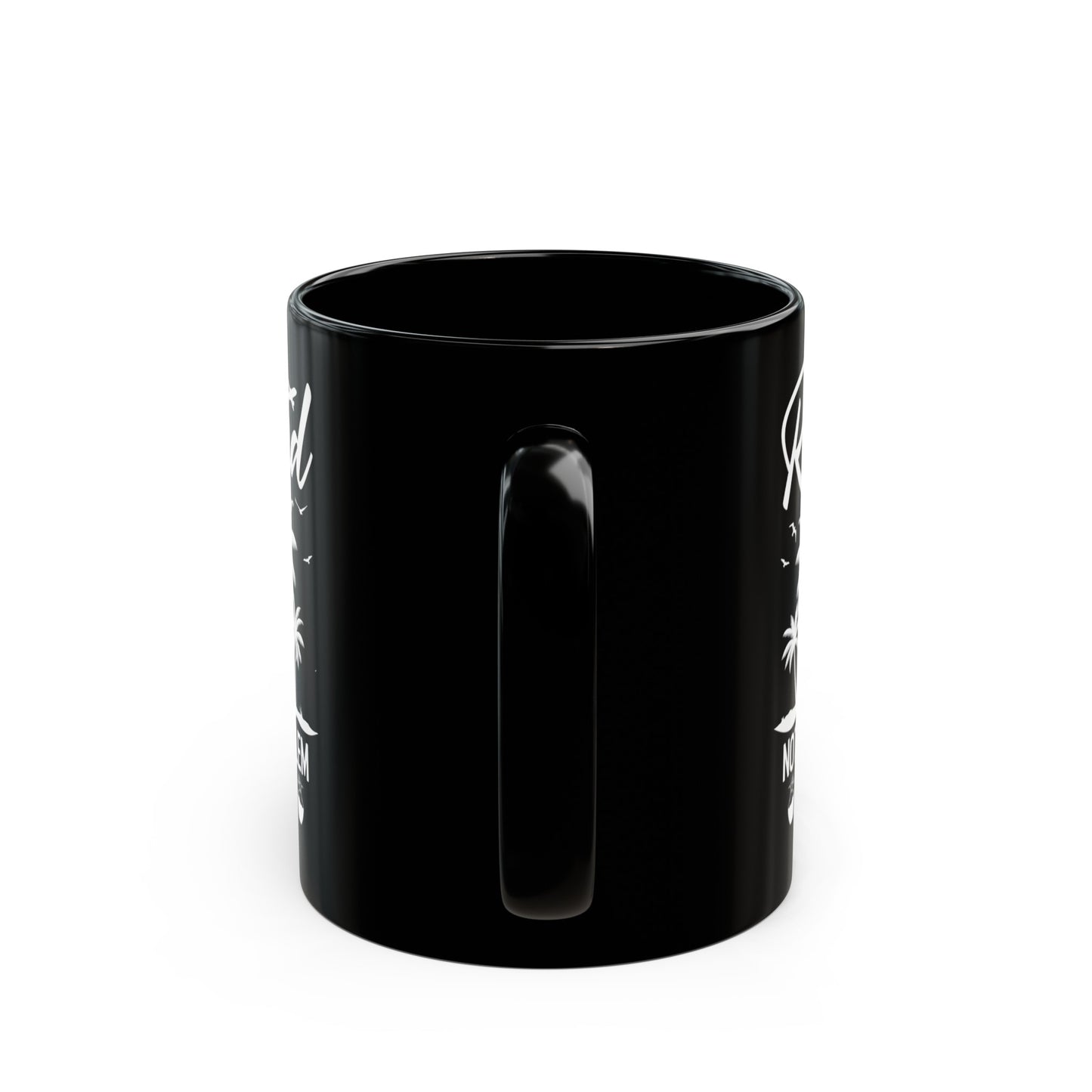 Retired Not My Problem Anymore Mug – Black Coffee Mug with Tropical Hammock Design