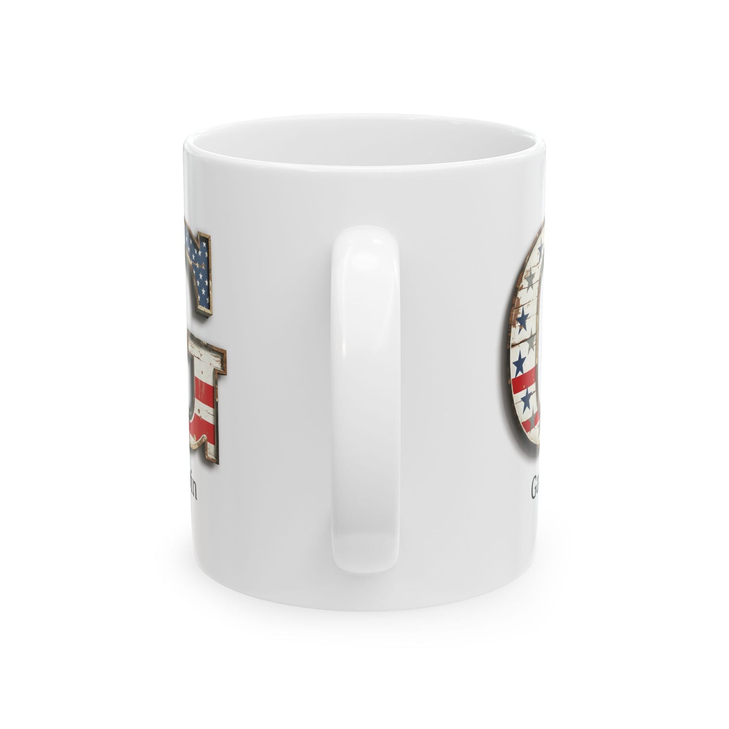 White Personalized USA Flag Initial Mug with Letter G and Gavin Name Gift for Men, Veterans, Patriotic Coffee Lovers