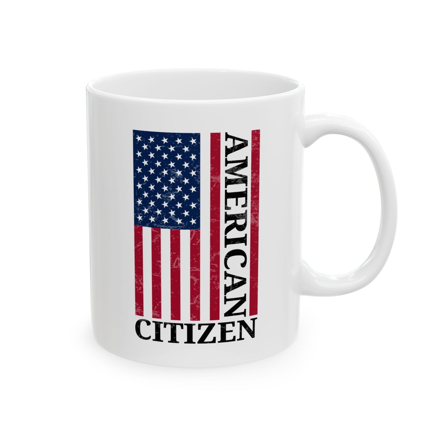 American Citizen White Mug – USA Flag Coffee Cup Patriotic Gift