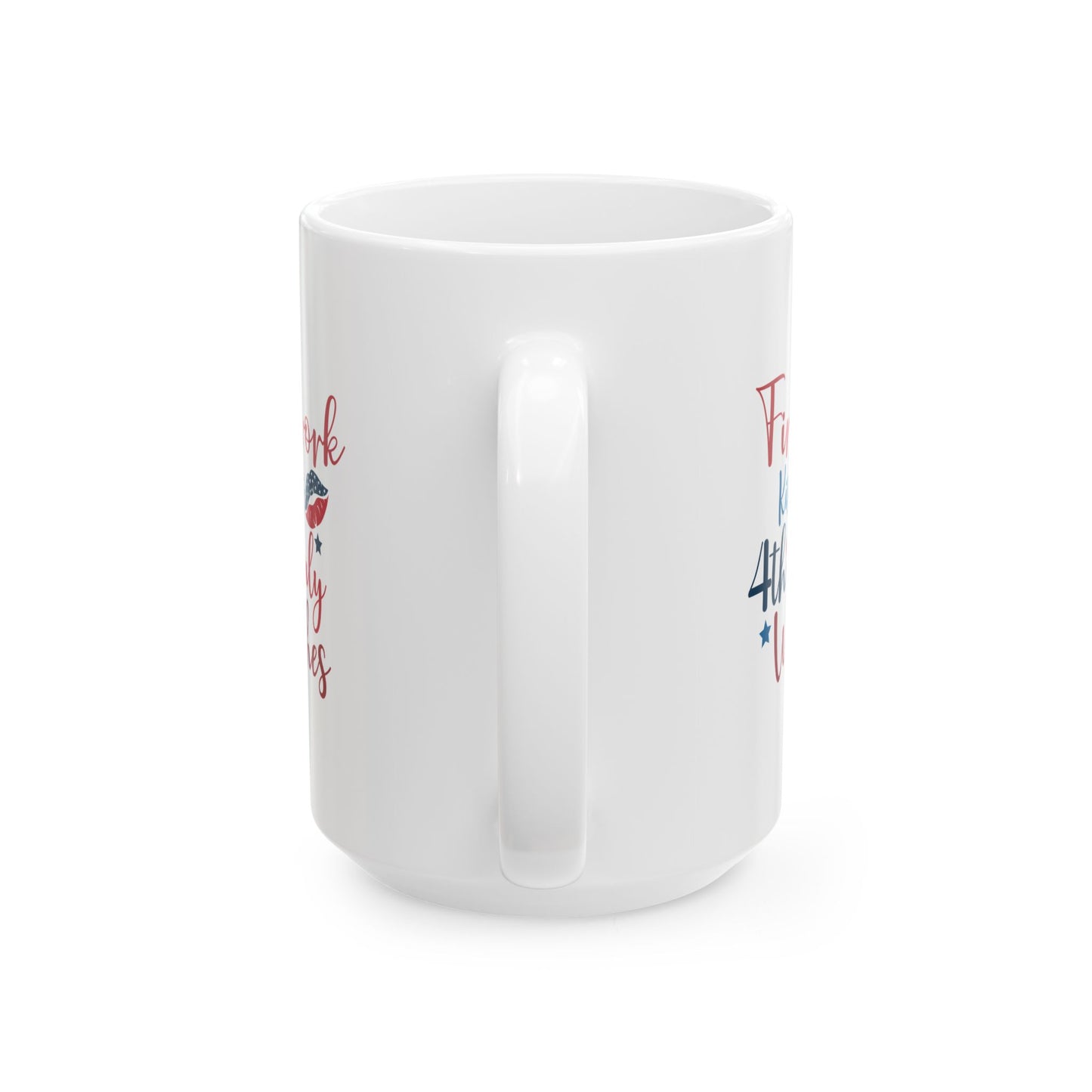 Firework Kisses 4th of July Wishes Mug – Patriotic Coffee Cup Gift