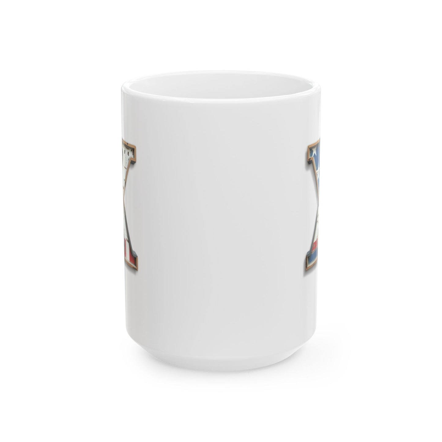 White USA Flag Letter X Mug – Personalized Patriotic Initial Coffee Cup Gift for Men, Veterans, and Proud Americans