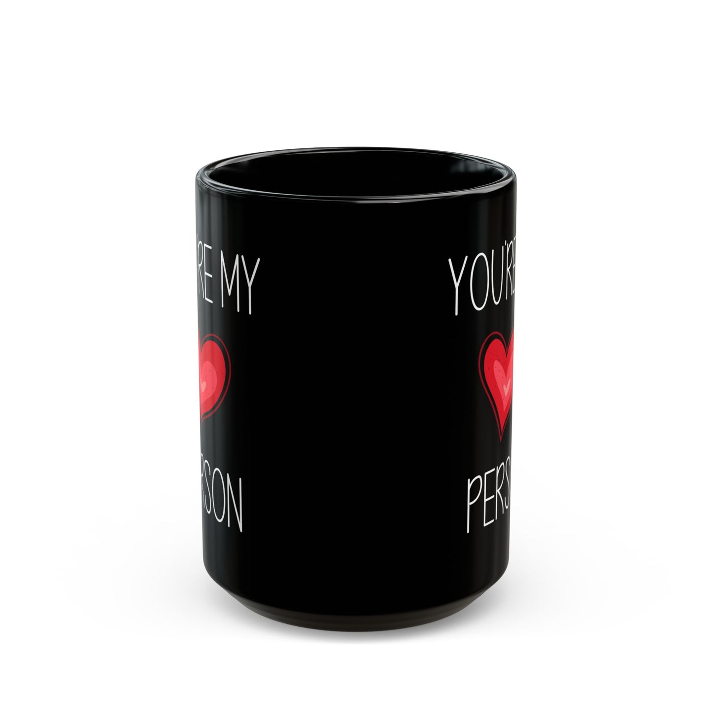 You're My Person Mug – Red Heart on Black Ceramic – Romantic Gift for Partner or Bestie